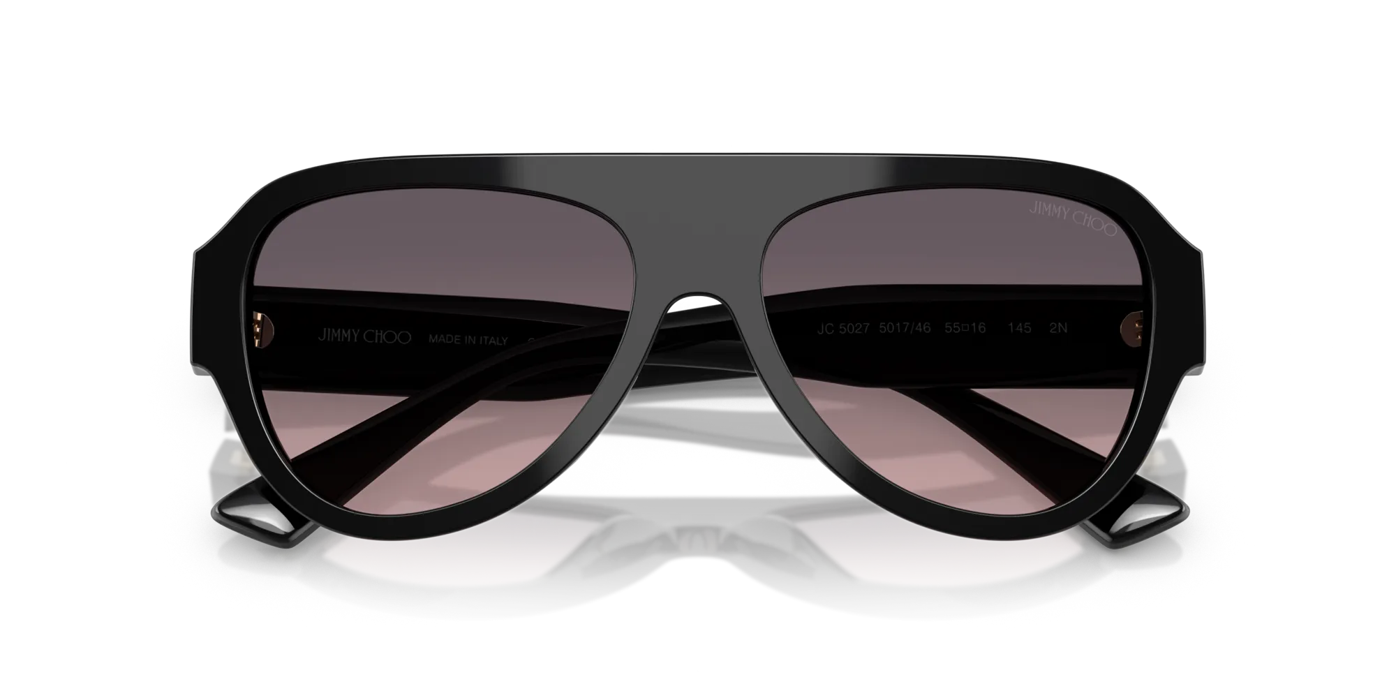 Jimmy Choo JC5027 501746 Occhiali da sole Acetato Nero Rosa Pilot Normale Sfumato - immagine 2