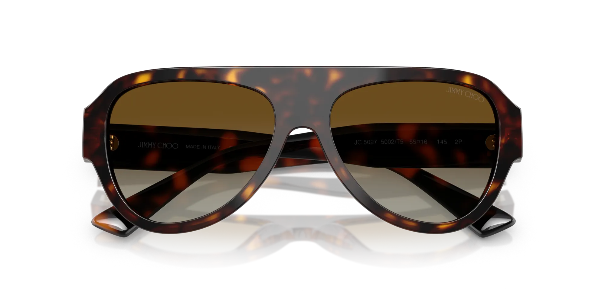 Jimmy Choo JC5027 5002T5 Occhiali da sole Acetato Tartaruga Marrone Pilot Polarizzata - immagine 2