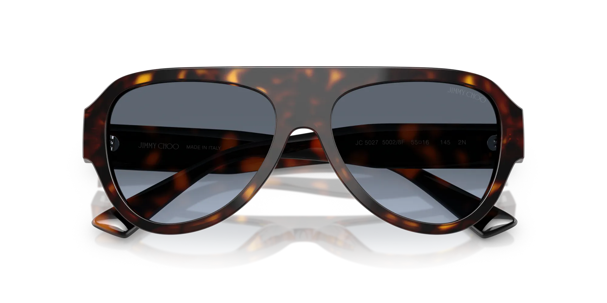 Jimmy Choo JC5027 50028F Occhiali da sole Acetato Tartaruga Blu Pilot Normale Sfumato - immagine 2