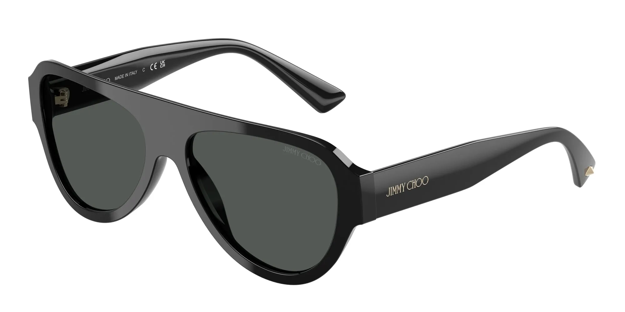 Jimmy Choo JC5027 50008G Occhiali da sole Acetato Nero Grigio Pilot Normale Sfumato - immagine 1