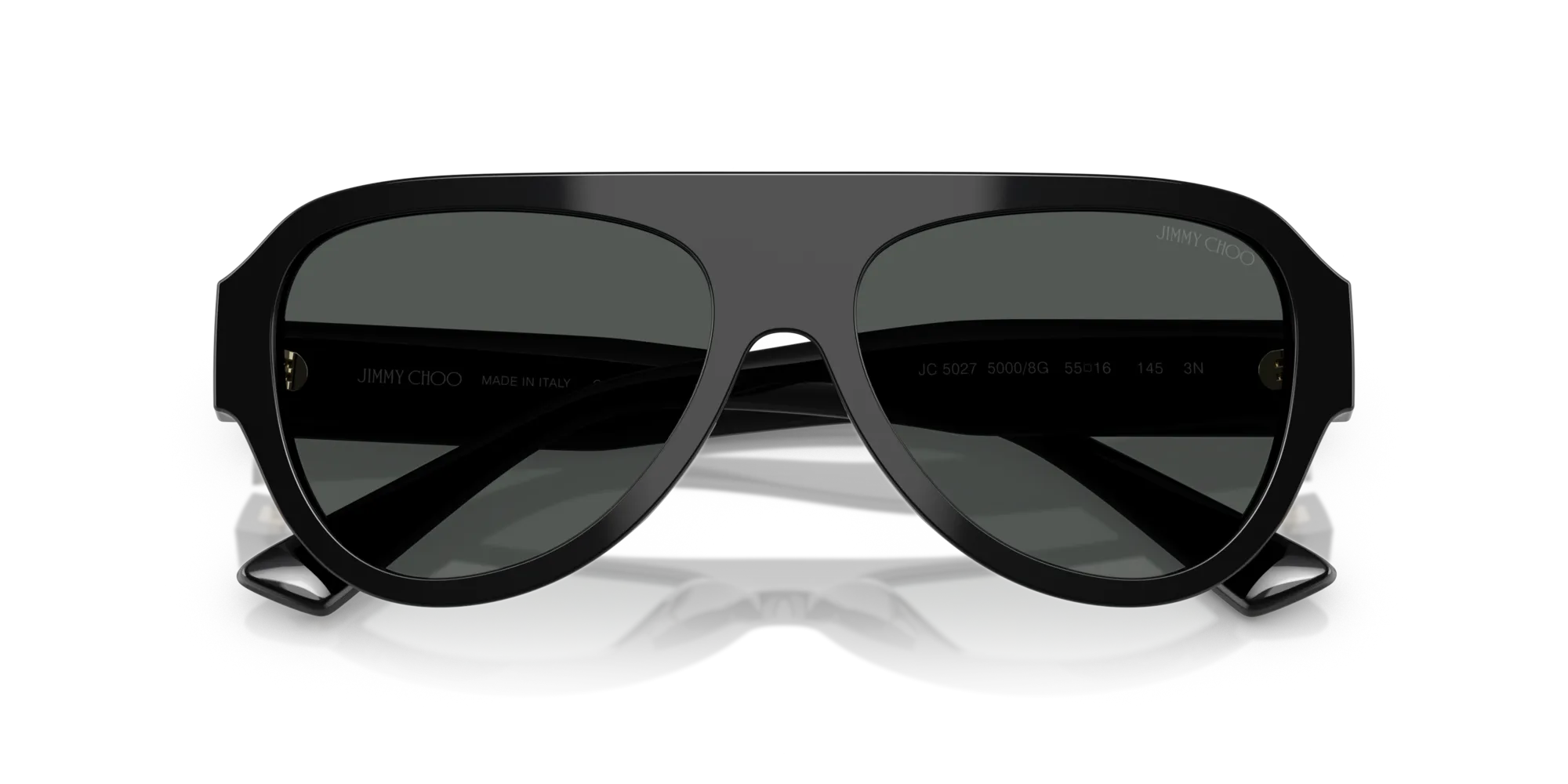 Jimmy Choo JC5027 50008G Occhiali da sole Acetato Nero Grigio Pilot Normale Sfumato - immagine 2