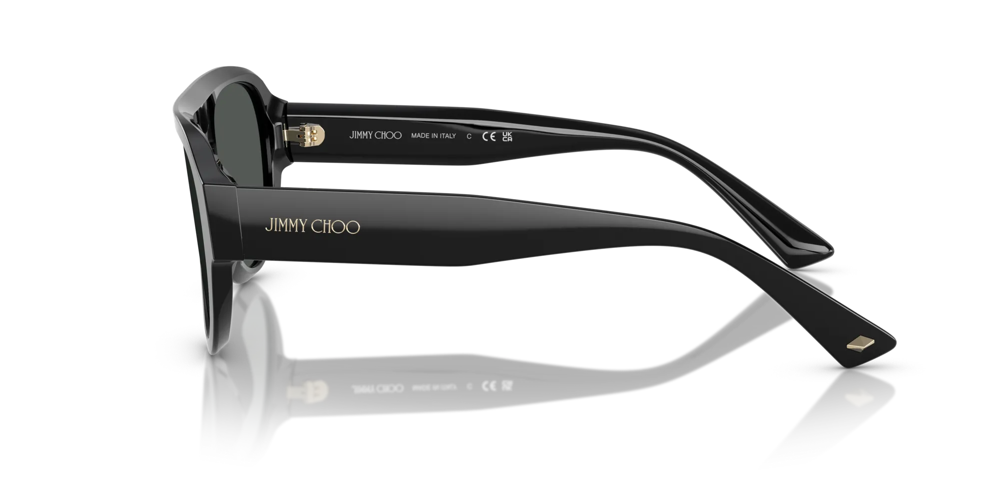 Jimmy Choo JC5027 50008G Occhiali da sole Acetato Nero Grigio Pilot Normale Sfumato - immagine 4