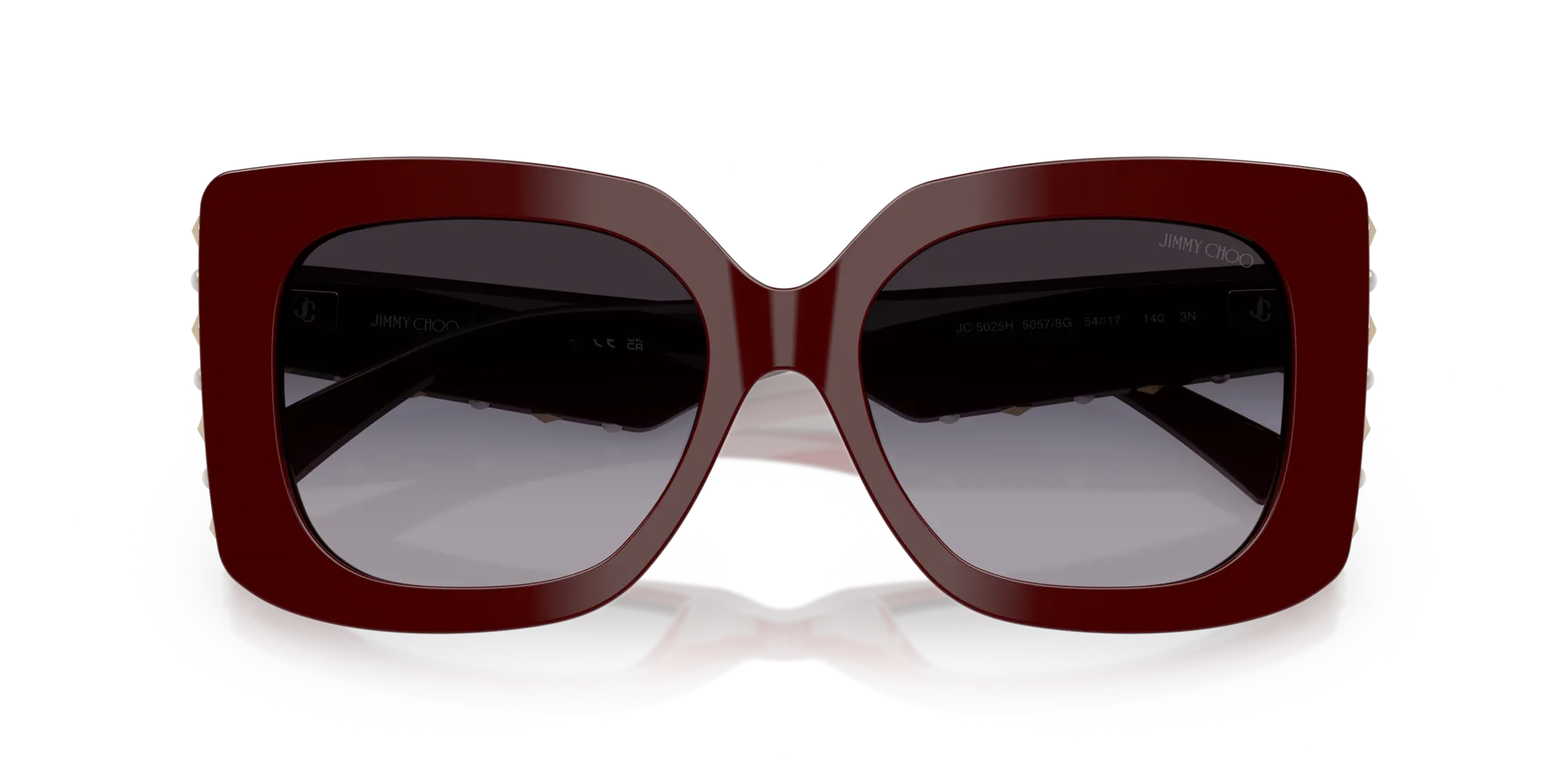 Jimmy Choo JC5025H 50578G Occhiali da sole Acetato Rosso Grigio Farfalla Normale Sfumato - immagine 2