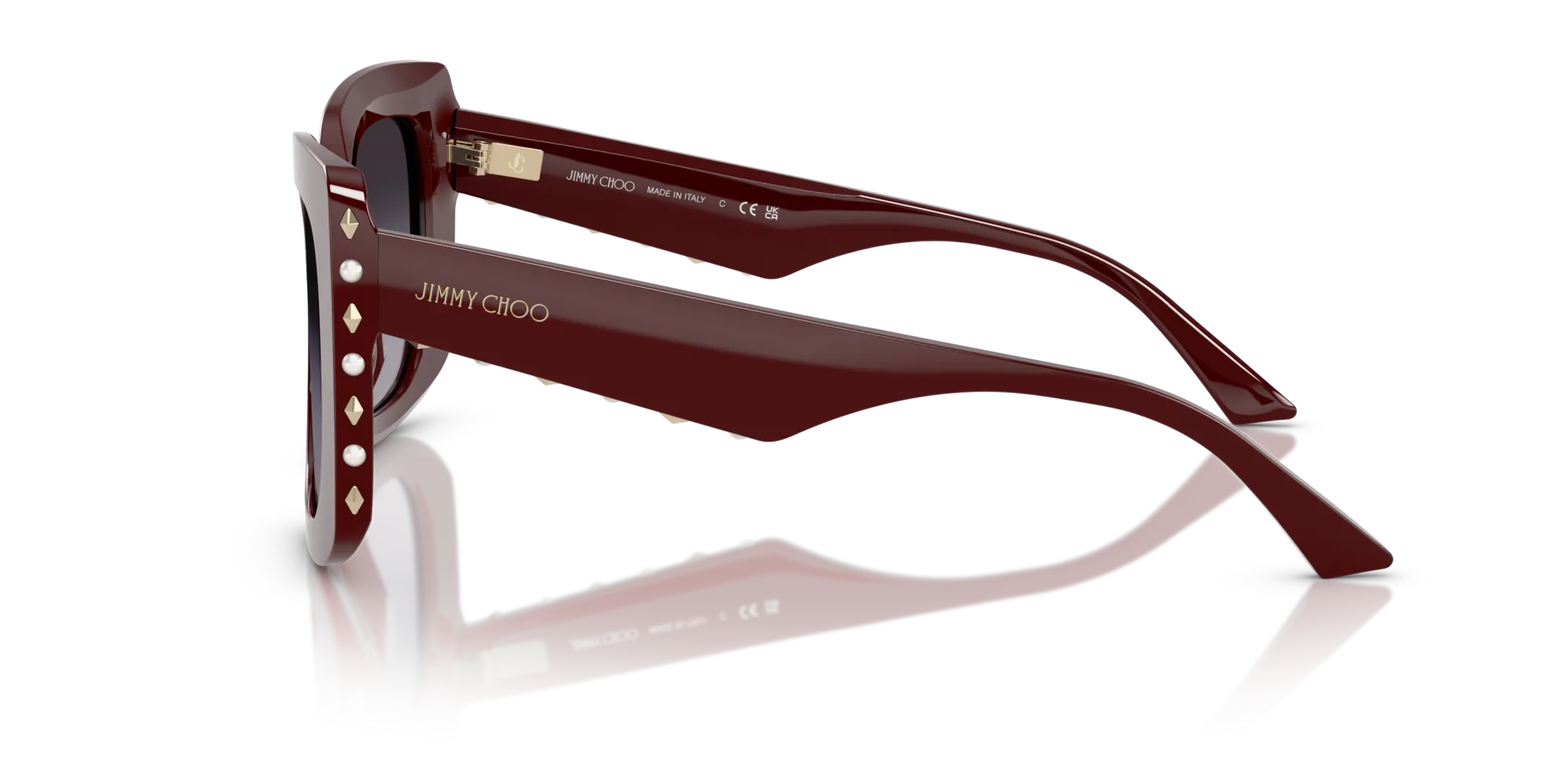 Jimmy Choo JC5025H 50578G Occhiali da sole Acetato Rosso Grigio Farfalla Normale Sfumato - immagine 4