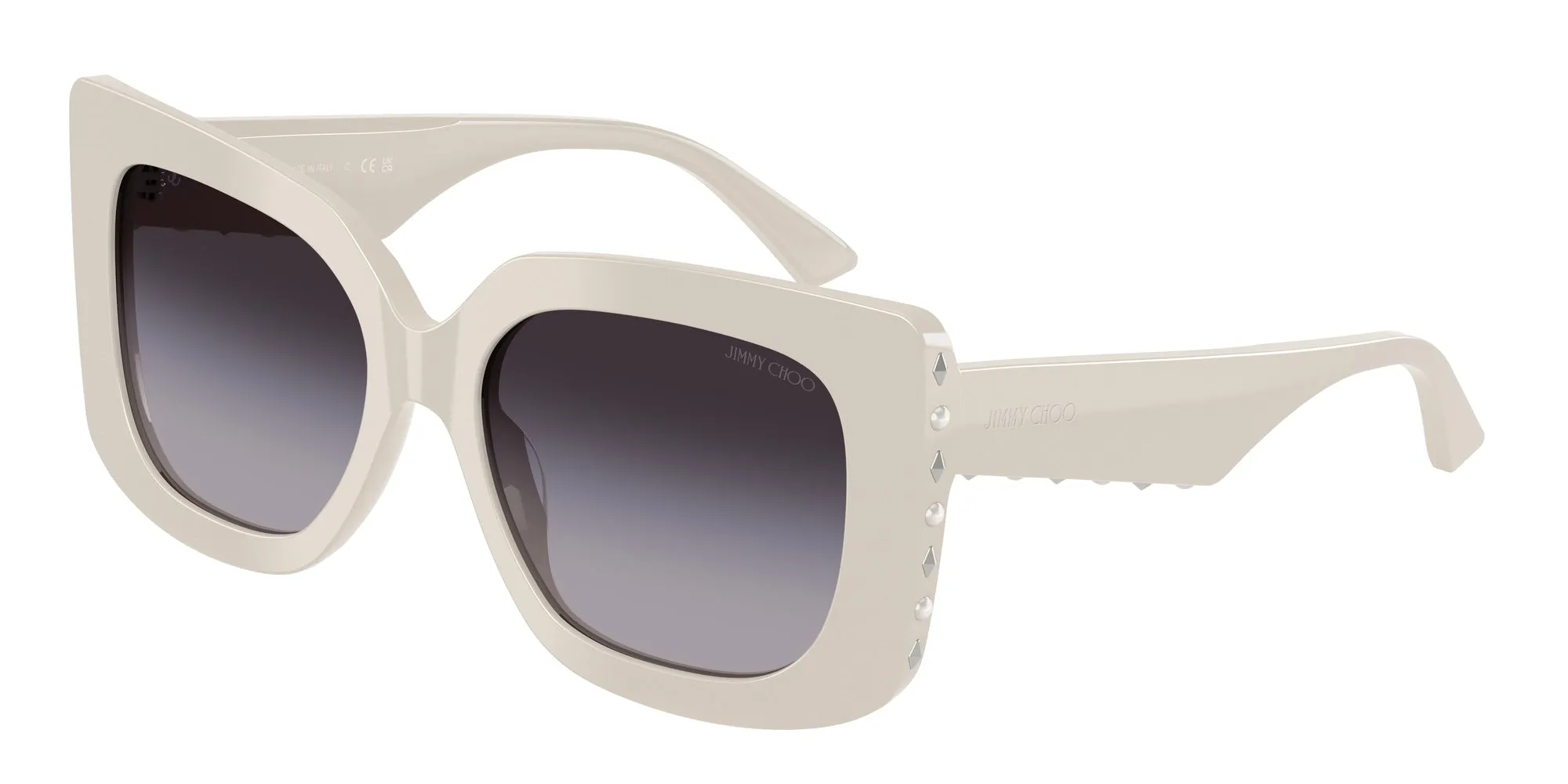 Jimmy Choo JC5025H 50088G Occhiali da sole Acetato Bianco Grigio Farfalla Normale Sfumato - immagine 1