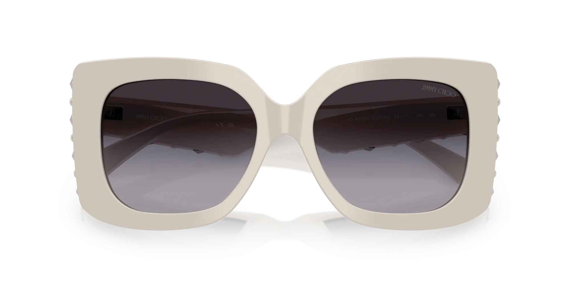 Jimmy Choo JC5025H 50088G Occhiali da sole Acetato Bianco Grigio Farfalla Normale Sfumato - immagine 2
