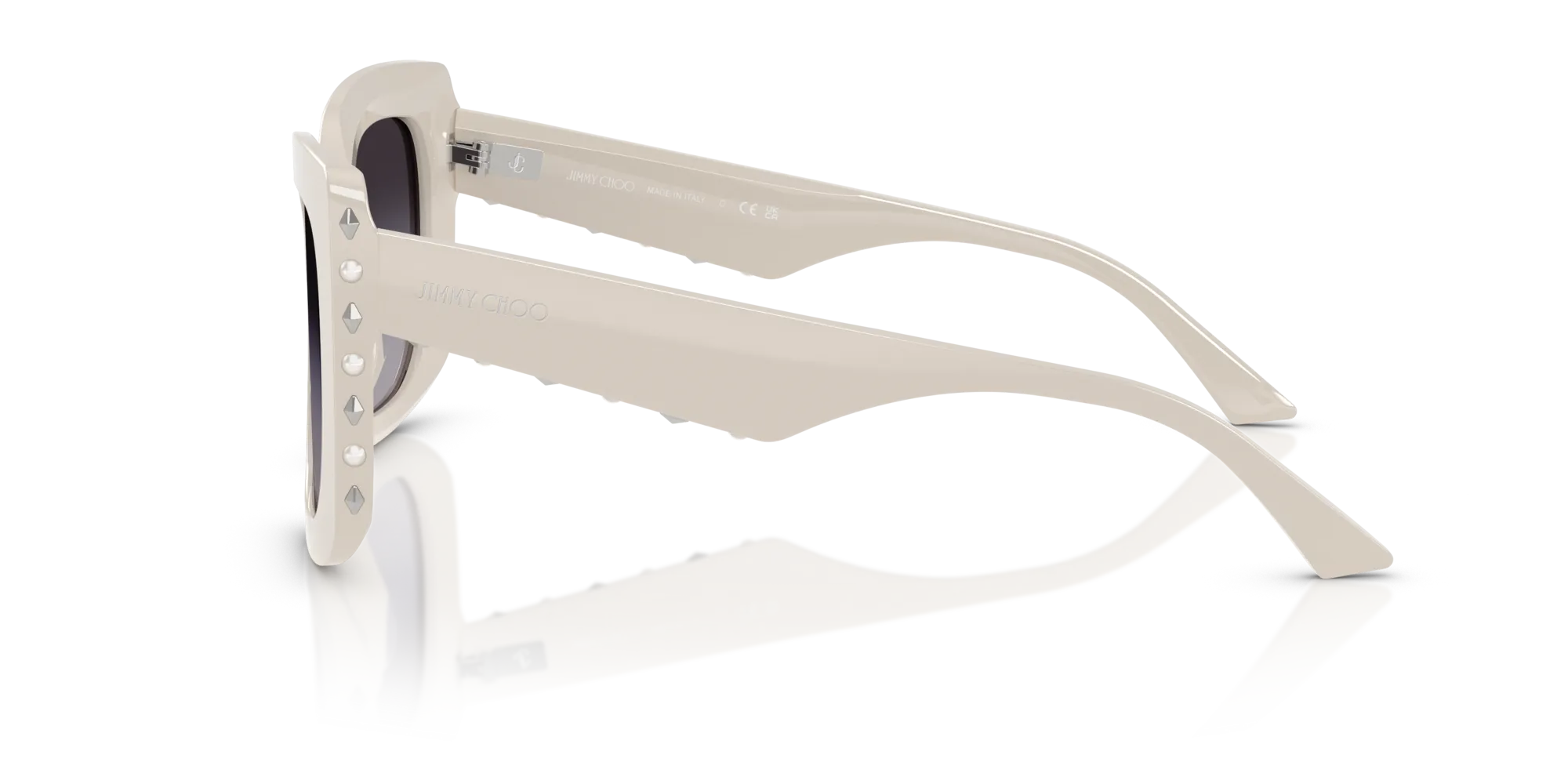 Jimmy Choo JC5025H 50088G Occhiali da sole Acetato Bianco Grigio Farfalla Normale Sfumato - immagine 4
