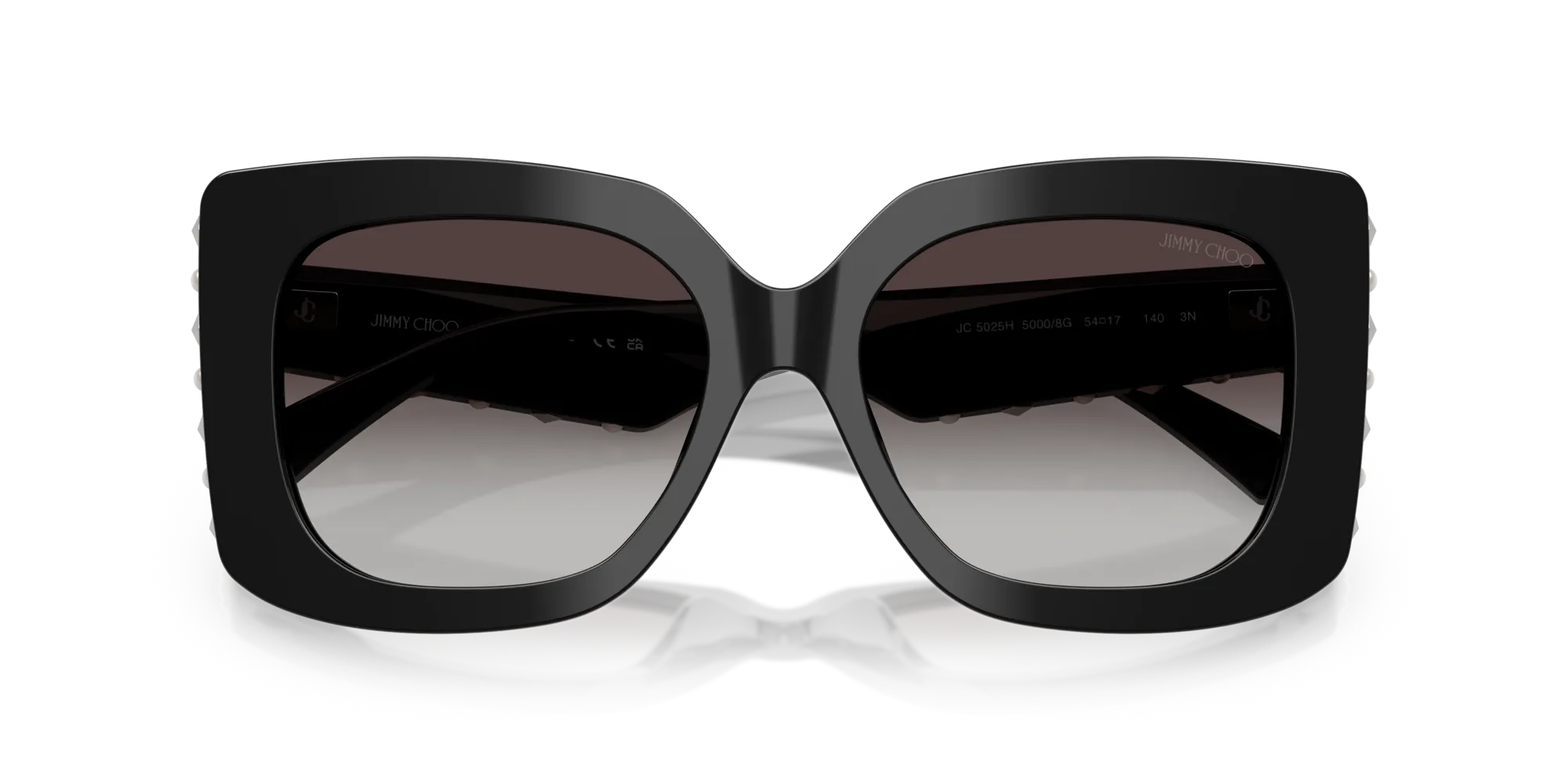 Jimmy Choo JC5025H 50008G Occhiali da sole Acetato Nero Grigio Farfalla Normale Sfumato - immagine 2