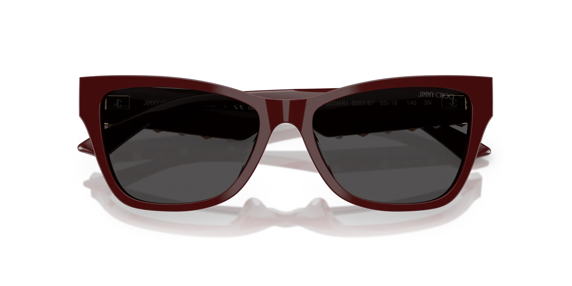 Jimmy Choo JC5024HU 505787 Occhiali da sole Acetato Rosso Grigio Pillow Normale - immagine 2