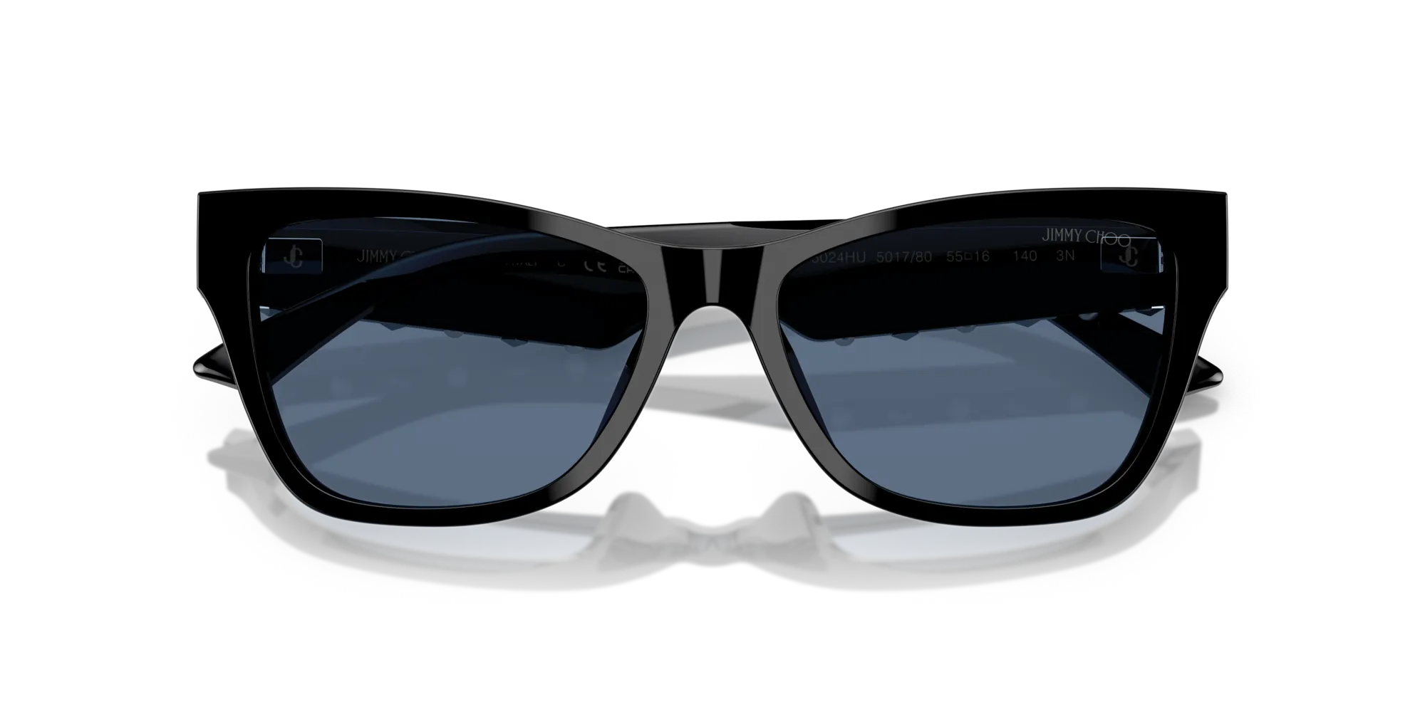 Jimmy Choo JC5024HU 501780 Occhiali da sole Acetato Nero Blu Pillow Normale - immagine 2
