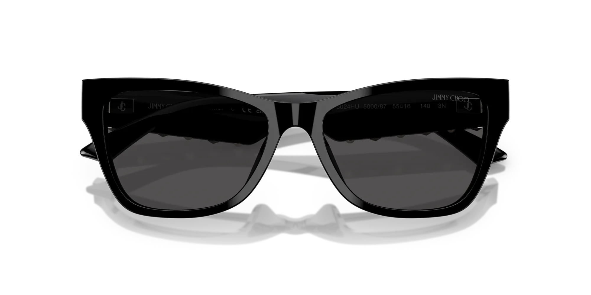 Jimmy Choo JC5024HU 500087 Occhiali da sole Acetato Nero Grigio Pillow Normale - immagine 2