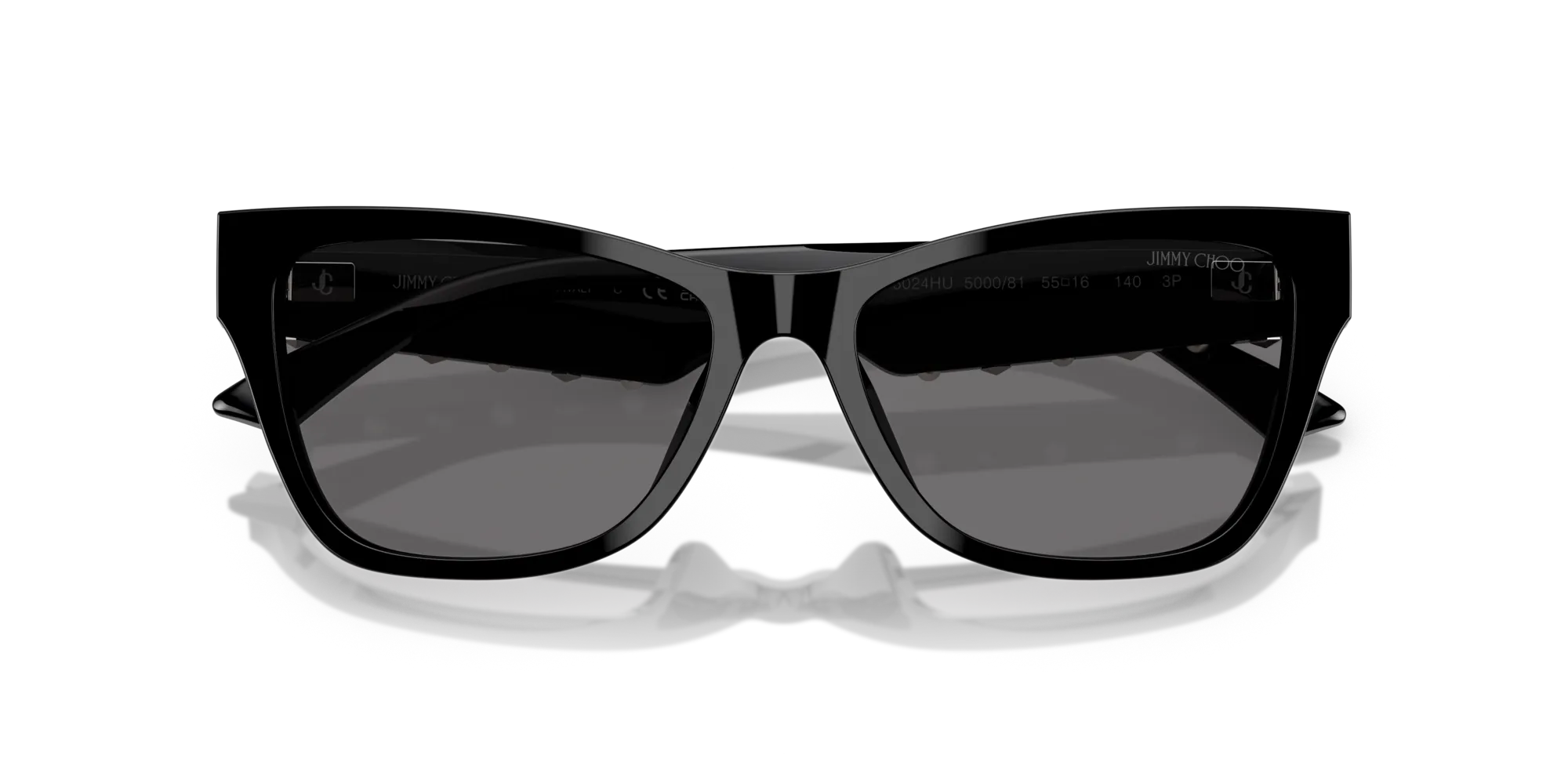 Jimmy Choo JC5024HU 500081 Occhiali da sole Acetato Nero Grigio Pillow Polarizzata - immagine 2