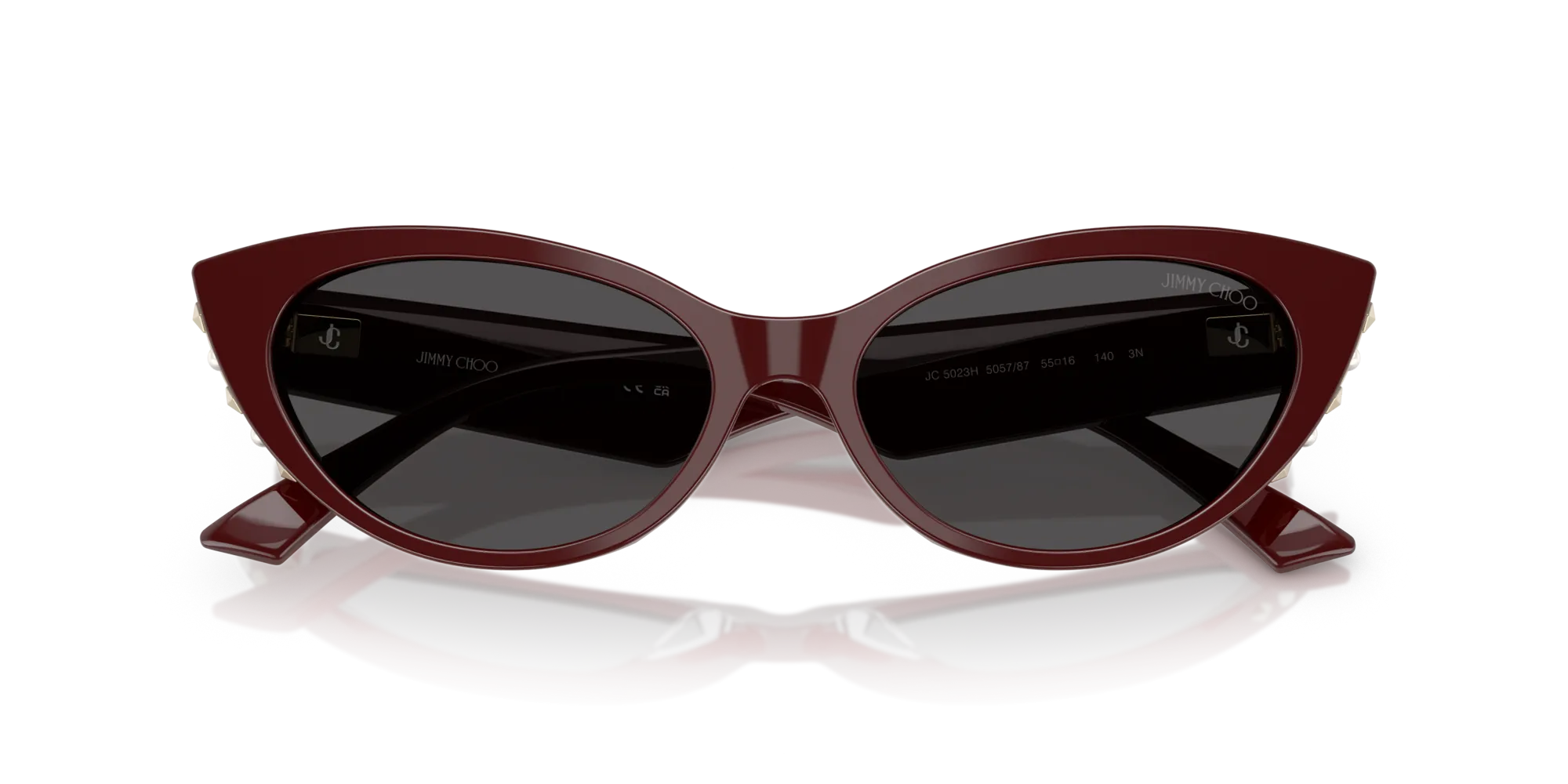 Jimmy Choo JC5023H 505787 Occhiali da sole Acetato Rosso Grigio Cat Eye Normale - immagine 2