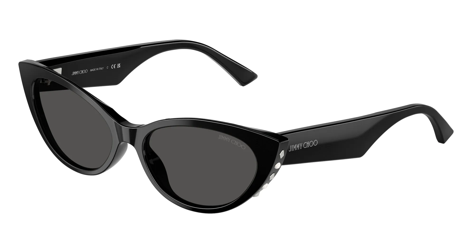 Jimmy Choo JC5023H 500087 Occhiali da sole Acetato Nero Grigio Cat Eye Normale - immagine 1