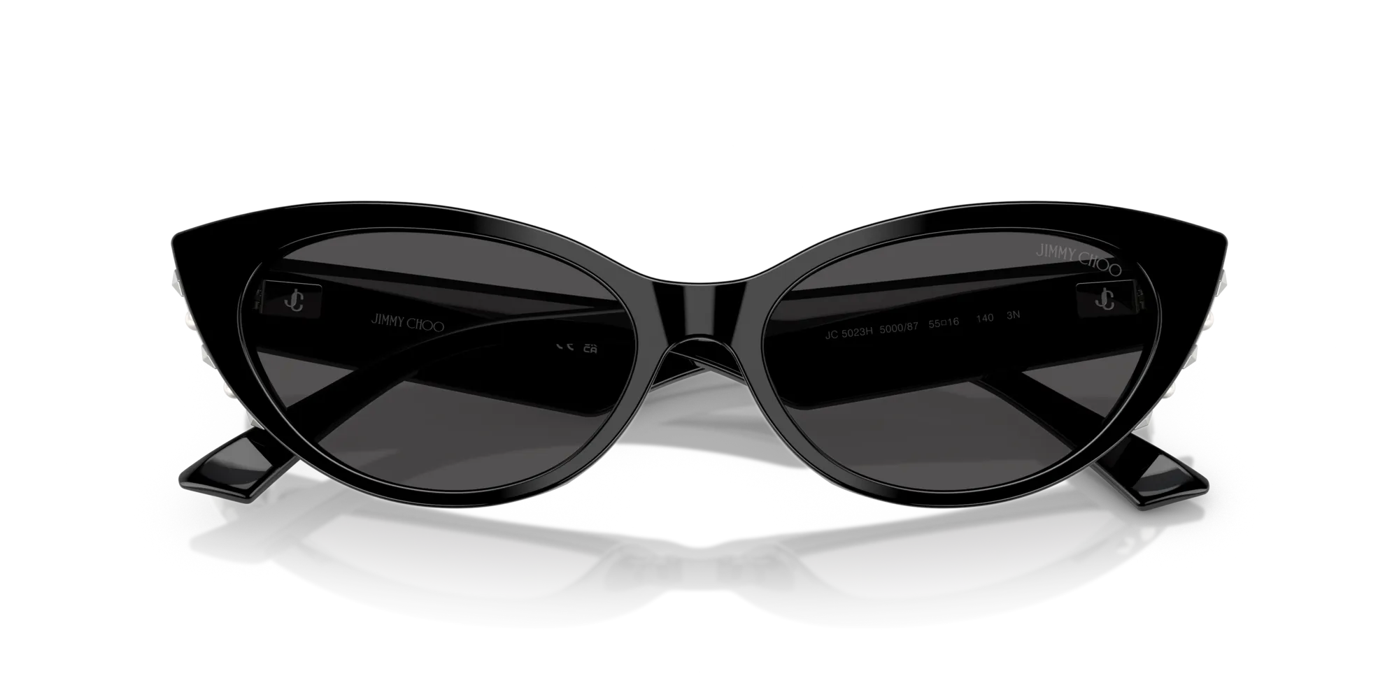 Jimmy Choo JC5023H 500087 Occhiali da sole Acetato Nero Grigio Cat Eye Normale - immagine 2