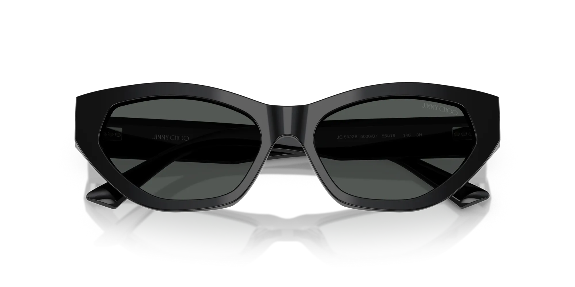 Jimmy Choo JC5022B 500087 Occhiali da sole Acetato Nero Grigio Cat Eye Normale - immagine 2