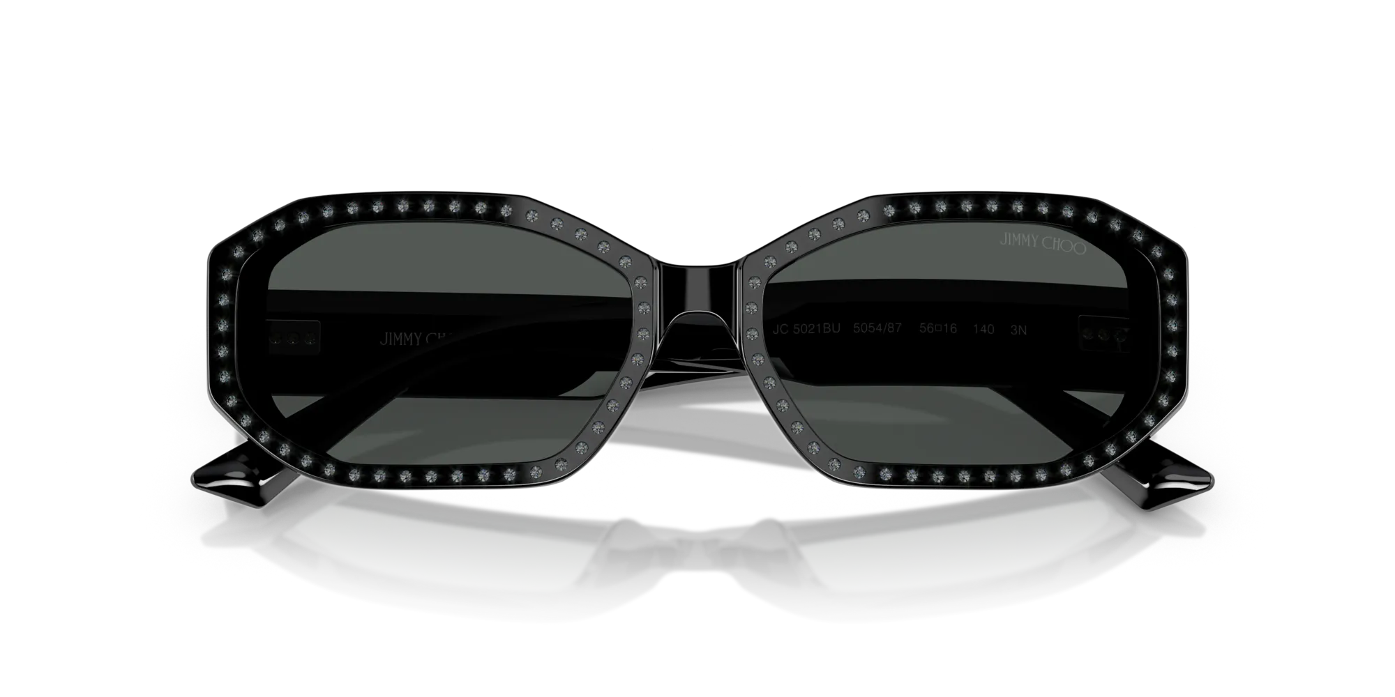 Jimmy Choo JC5021BU 505487 Occhiali da sole Acetato Nero Grigio Rotonda Normale - immagine 2
