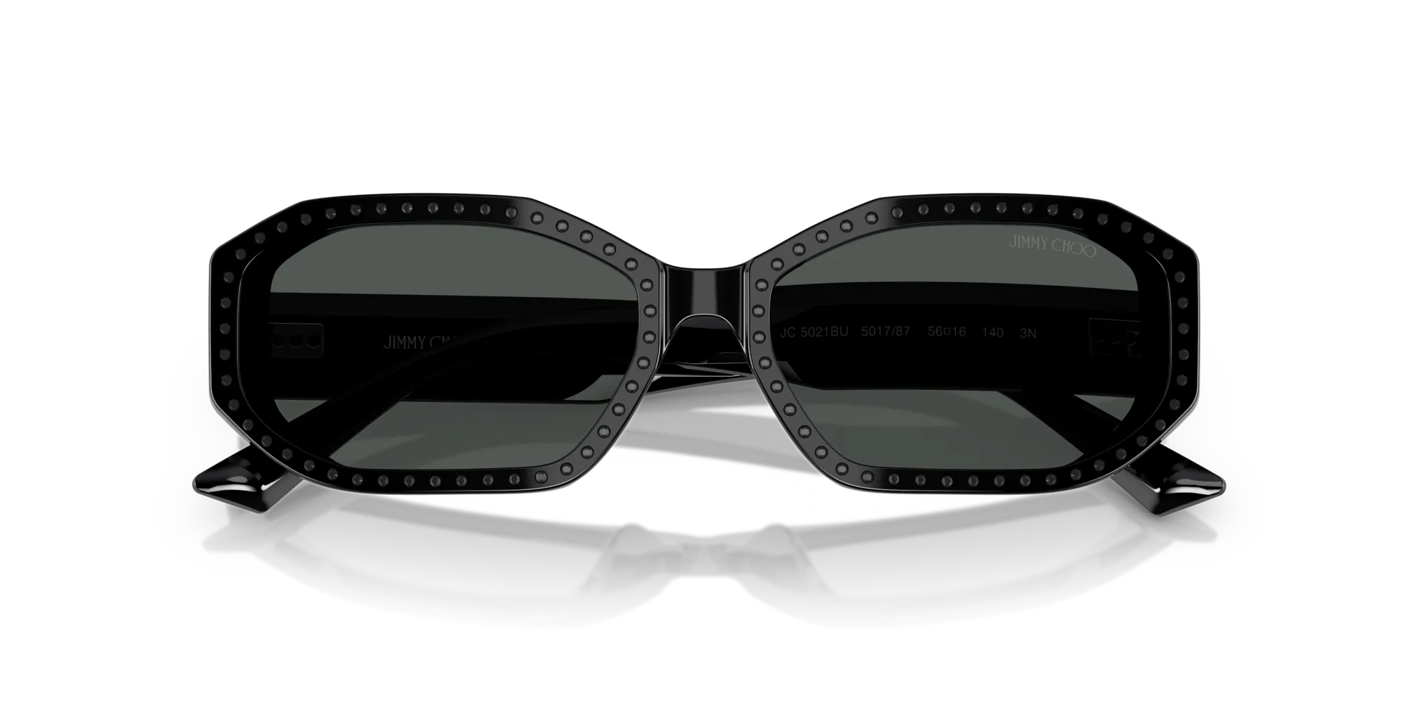 Jimmy Choo JC5021BU 501787 Occhiali da sole Acetato Nero Grigio Rotonda Normale - immagine 2