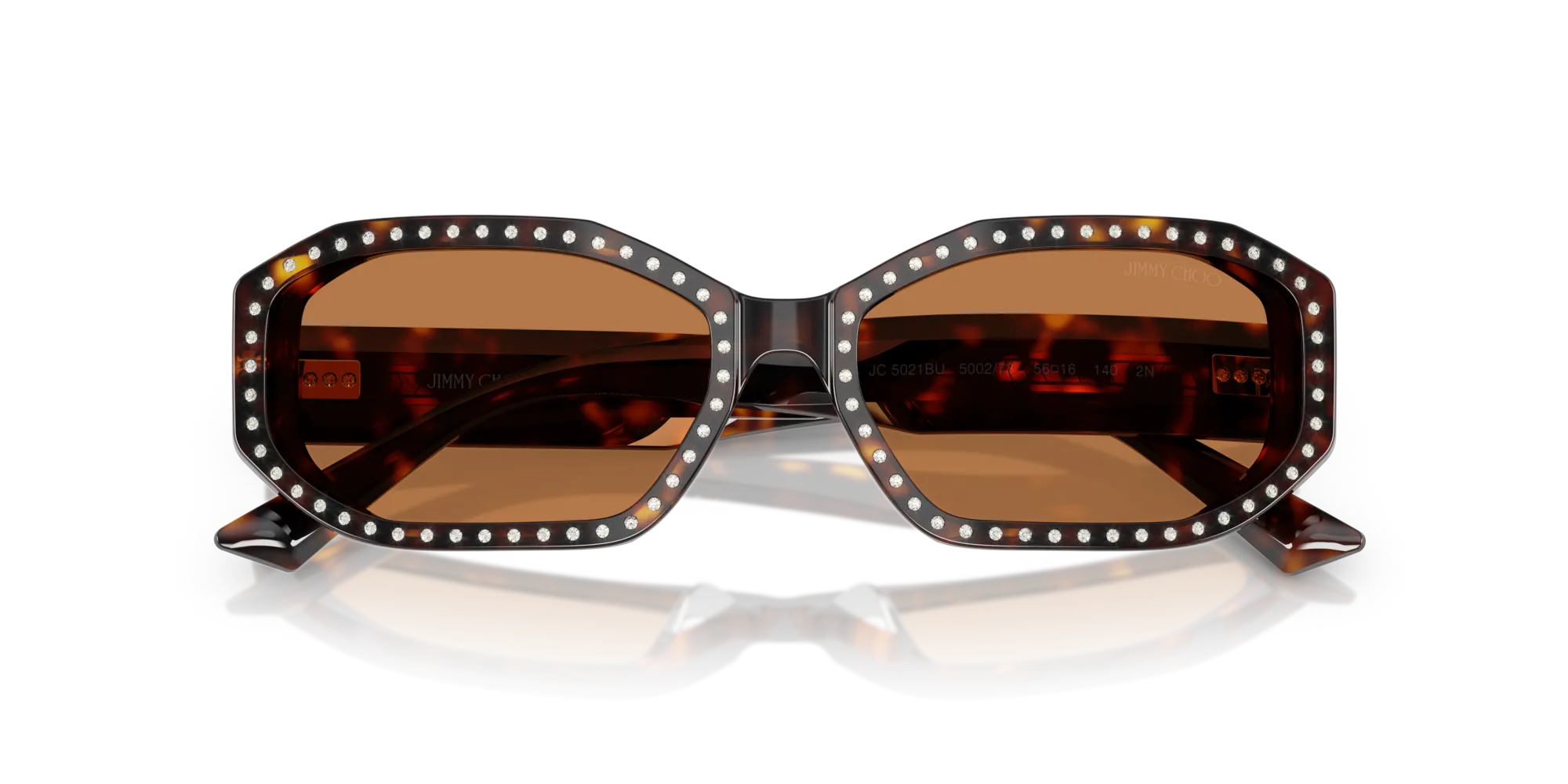 Jimmy Choo JC5021BU 500273 Occhiali da sole Acetato Tartaruga Marrone Rotonda Normale - immagine 2