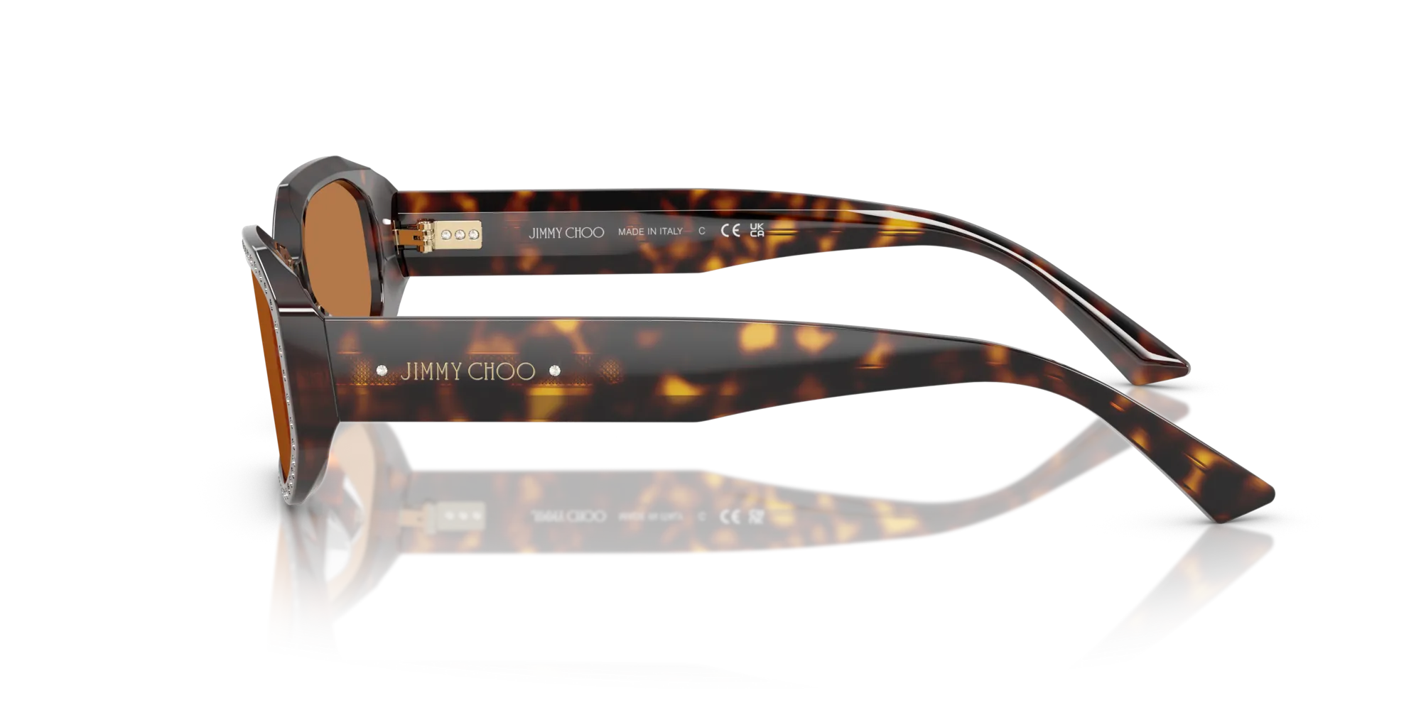 Jimmy Choo JC5021BU 500273 Occhiali da sole Acetato Tartaruga Marrone Rotonda Normale - immagine 4