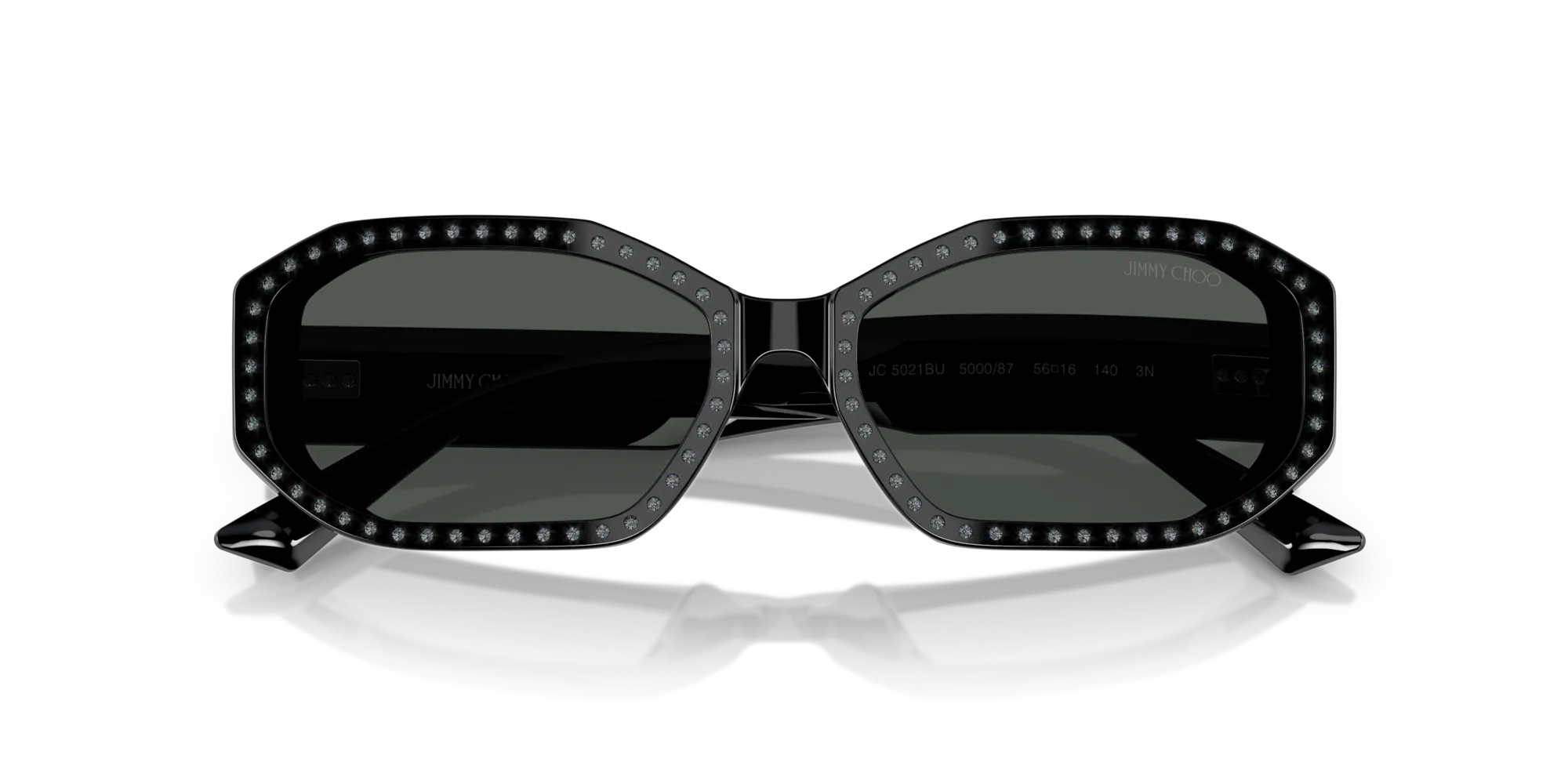 Jimmy Choo JC5021BU 500087 Occhiali da sole Acetato Nero Grigio Rotonda Normale - immagine 2