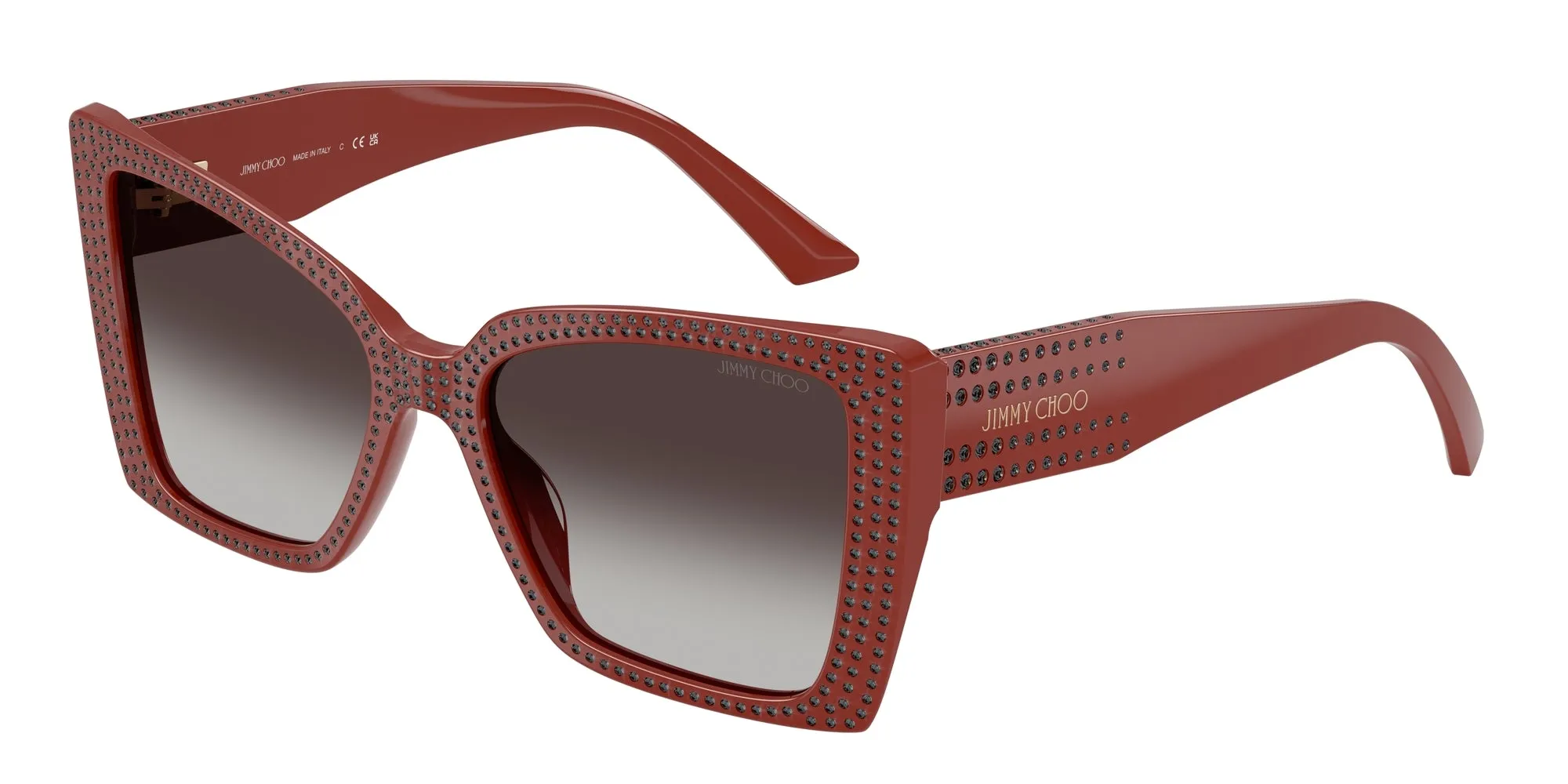 Jimmy Choo JC5001B 50138G Occhiali da sole Acetato Rosso Grigio Farfalla Normale Sfumato - immagine 1