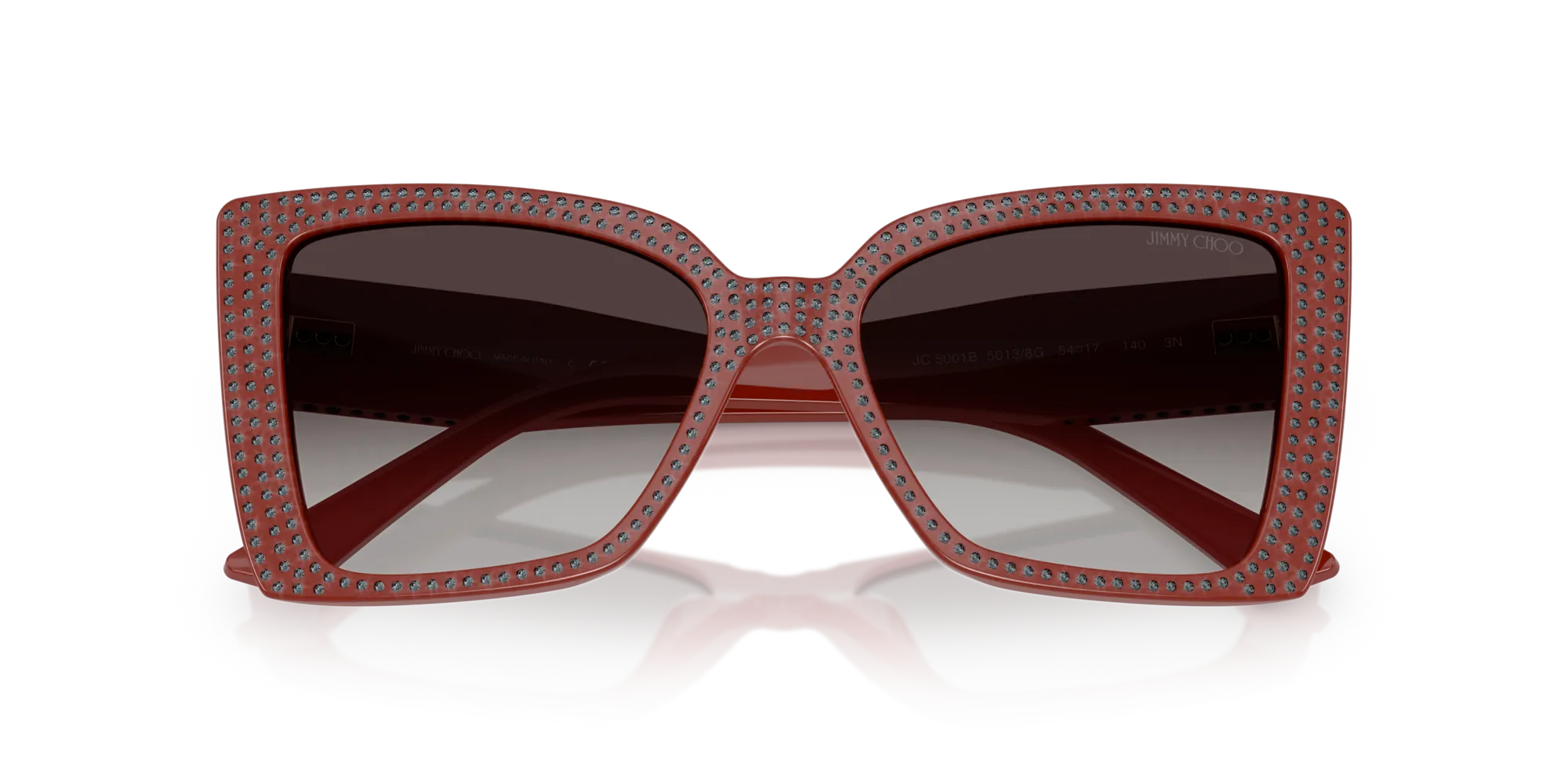 Jimmy Choo JC5001B 50138G Occhiali da sole Acetato Rosso Grigio Farfalla Normale Sfumato - immagine 2