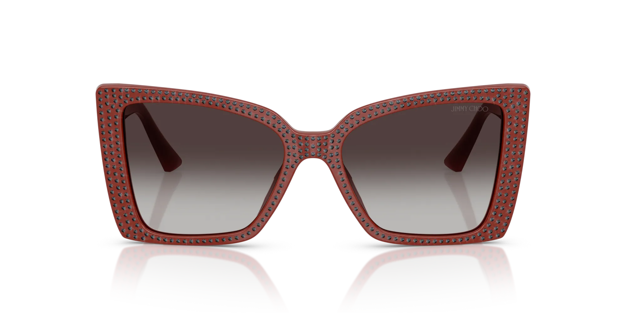 Jimmy Choo JC5001B 50138G Occhiali da sole Acetato Rosso Grigio Farfalla Normale Sfumato - immagine 3