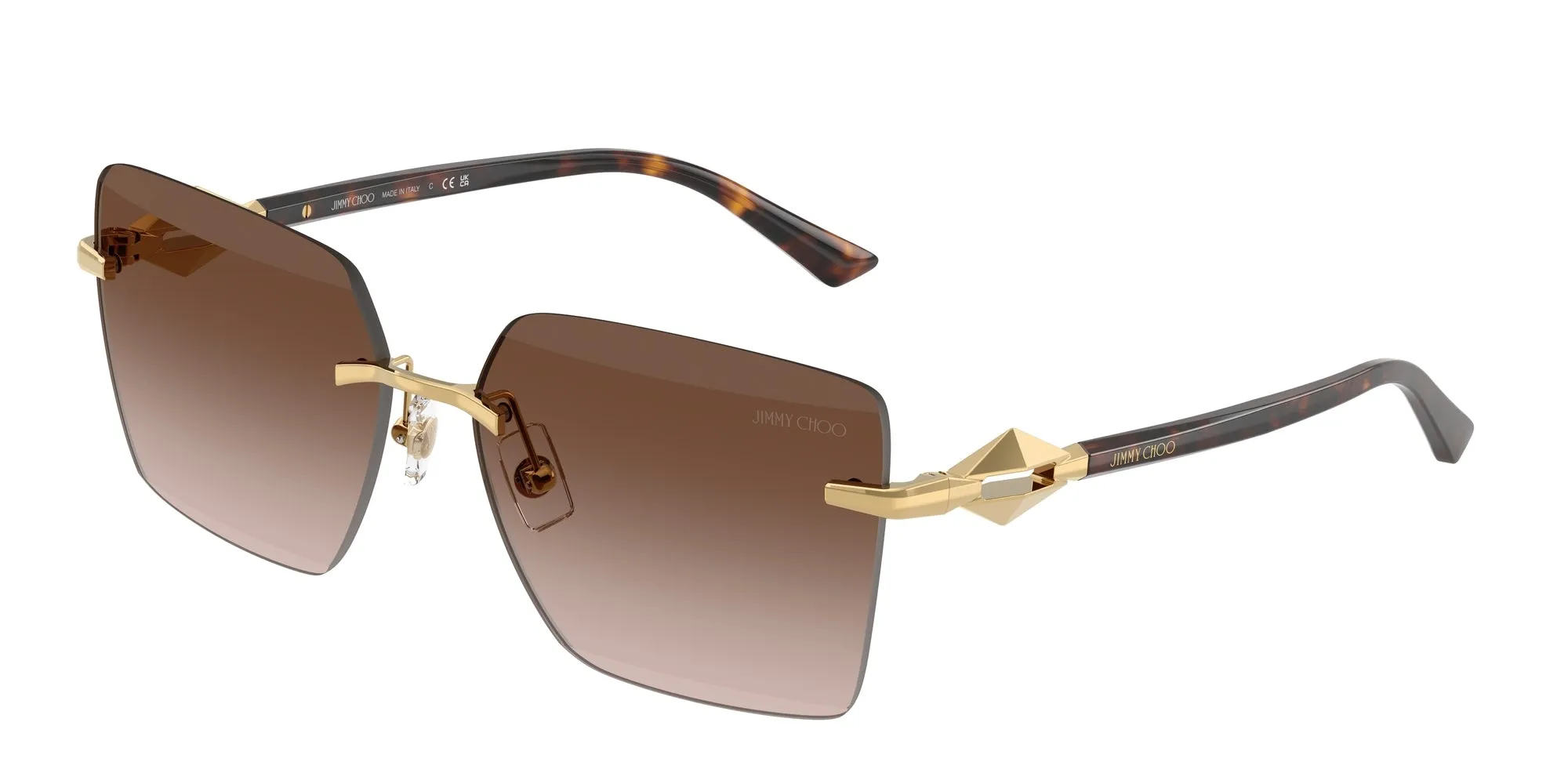 Jimmy Choo JC4018 302313 Occhiali da sole Metallo Oro Marrone Squadrata Normale Sfumato - immagine 1