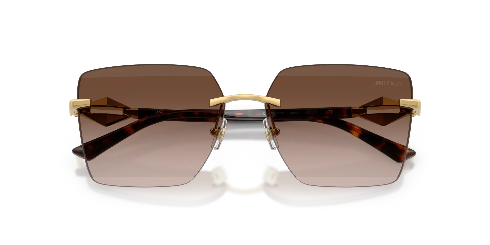 Jimmy Choo JC4018 302313 Occhiali da sole Metallo Oro Marrone Squadrata Normale Sfumato - immagine 2