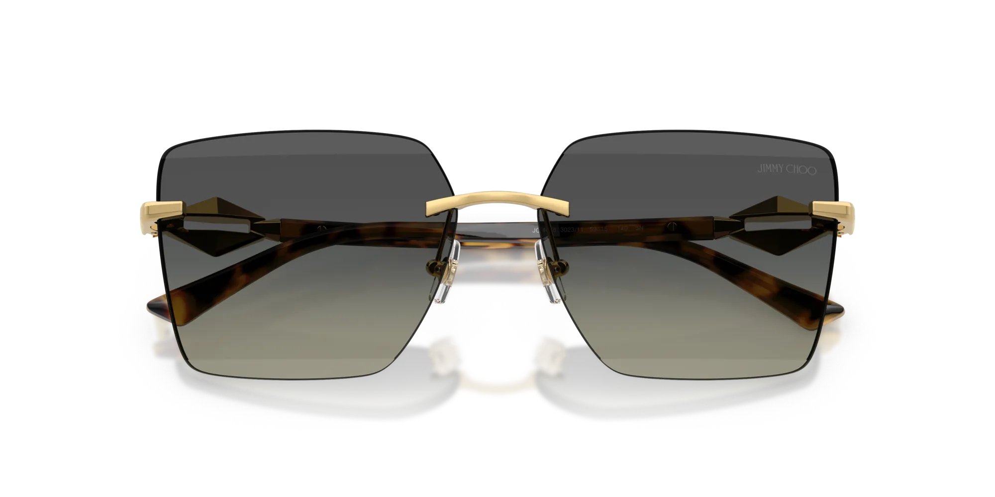 Jimmy Choo JC4018 302311 Occhiali da sole Metallo Oro Grigio Squadrata Normale Sfumato - immagine 2