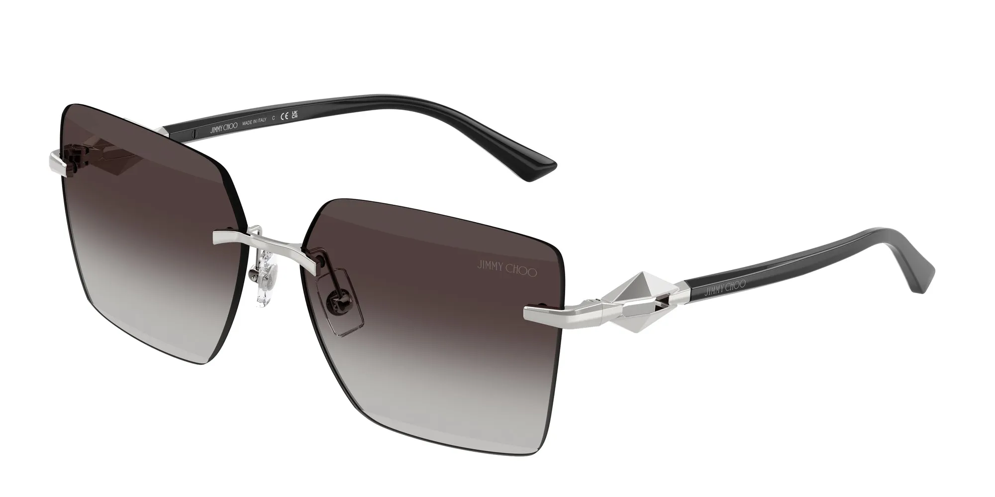 Jimmy Choo JC4018 30028G Occhiali da sole Metallo Argento Grigio Squadrata Normale Sfumato - immagine 1
