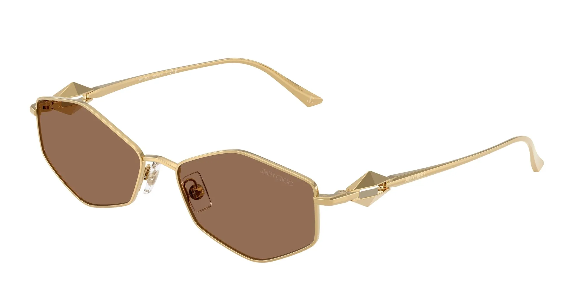Jimmy Choo JC4017 302373 Occhiali da sole Metallo Oro Marrone Rotonda Normale - immagine 1