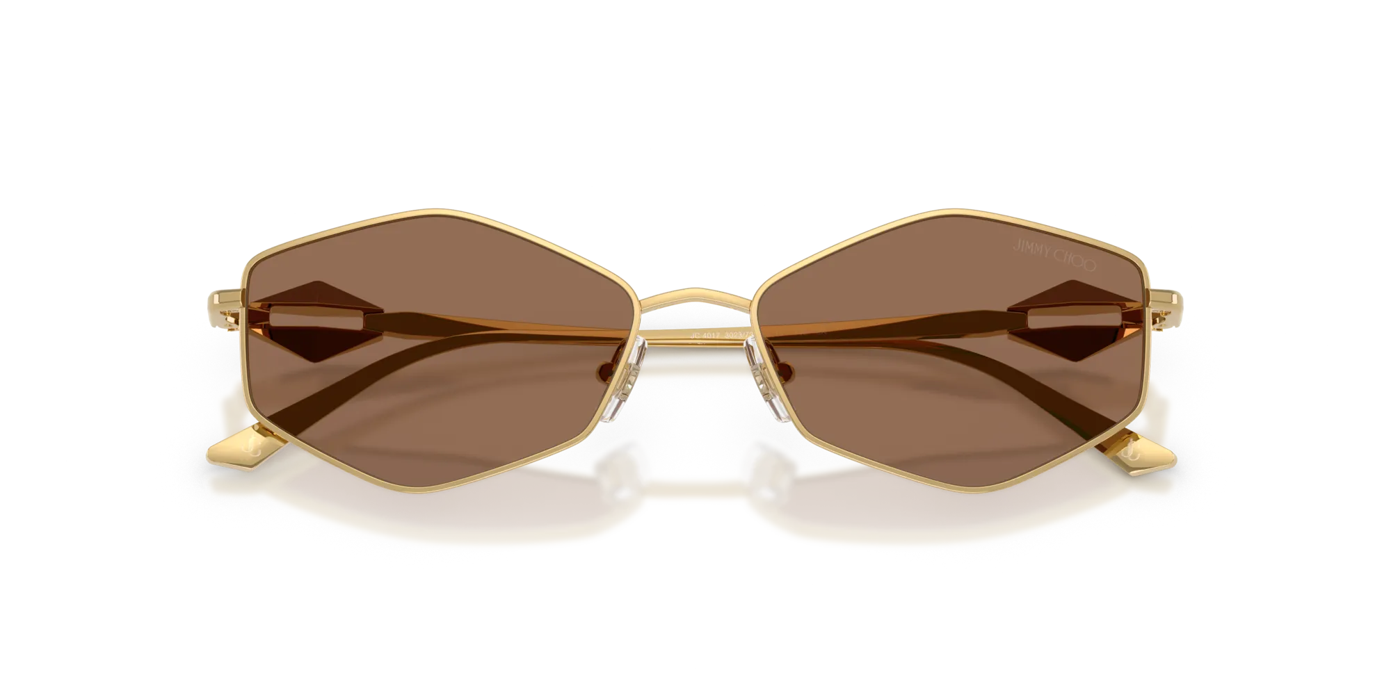 Jimmy Choo JC4017 302373 Occhiali da sole Metallo Oro Marrone Rotonda Normale - immagine 2