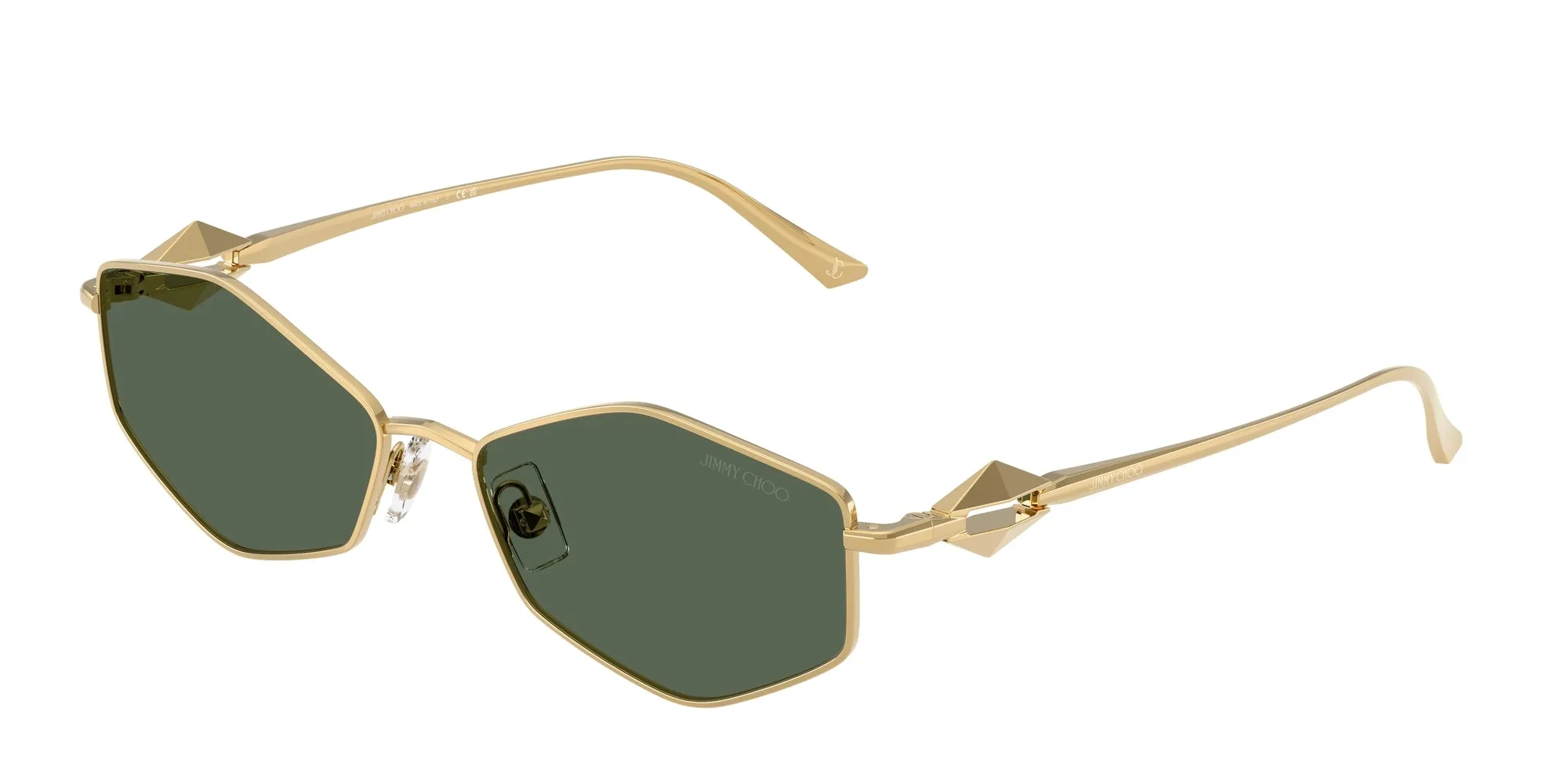 Jimmy Choo JC4017 302371 Occhiali da sole Metallo Oro Verde Rotonda Normale - immagine 1