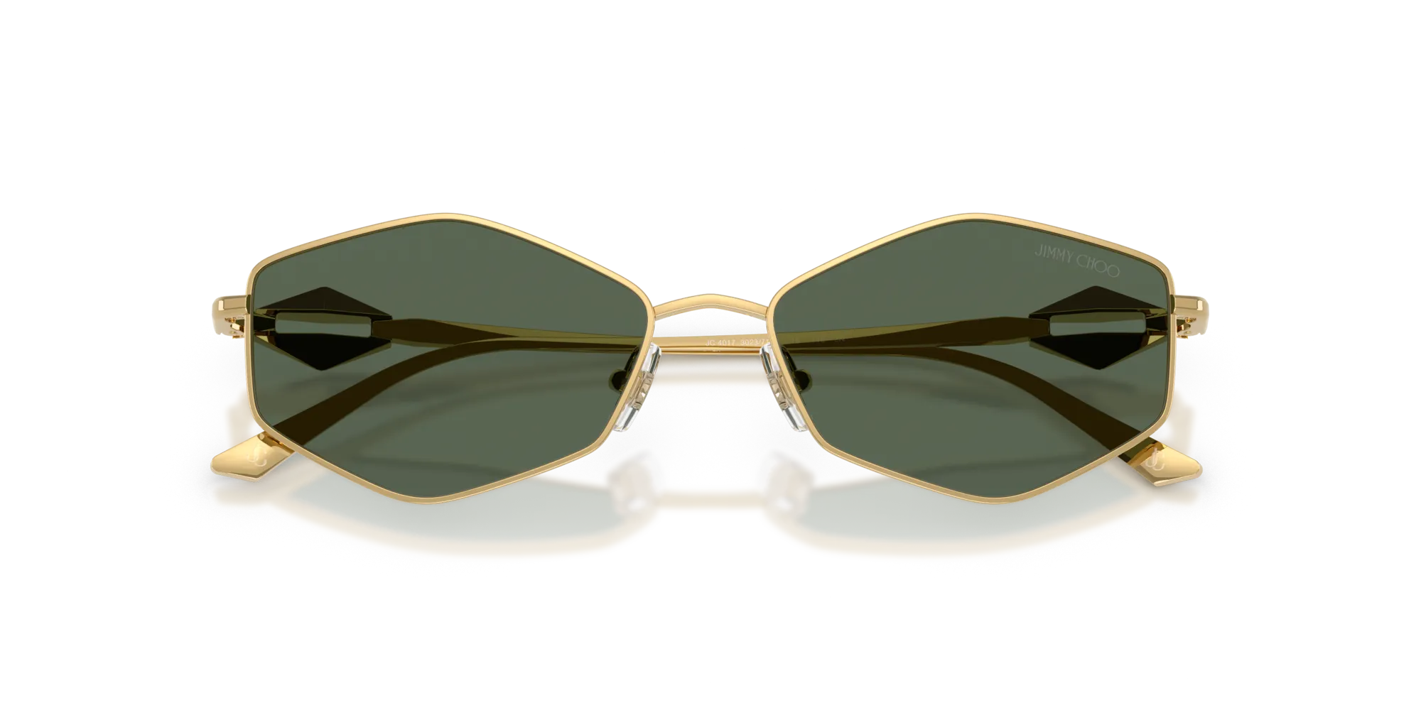 Jimmy Choo JC4017 302371 Occhiali da sole Metallo Oro Verde Rotonda Normale - immagine 2