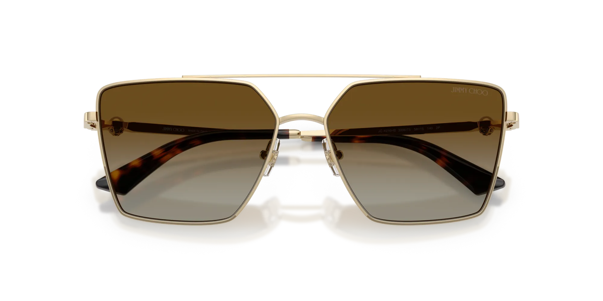 Jimmy Choo JC4016HB 3006T5 Occhiali da sole Metallo Oro Marrone Squadrata Polarizzata Sfumato - immagine 2