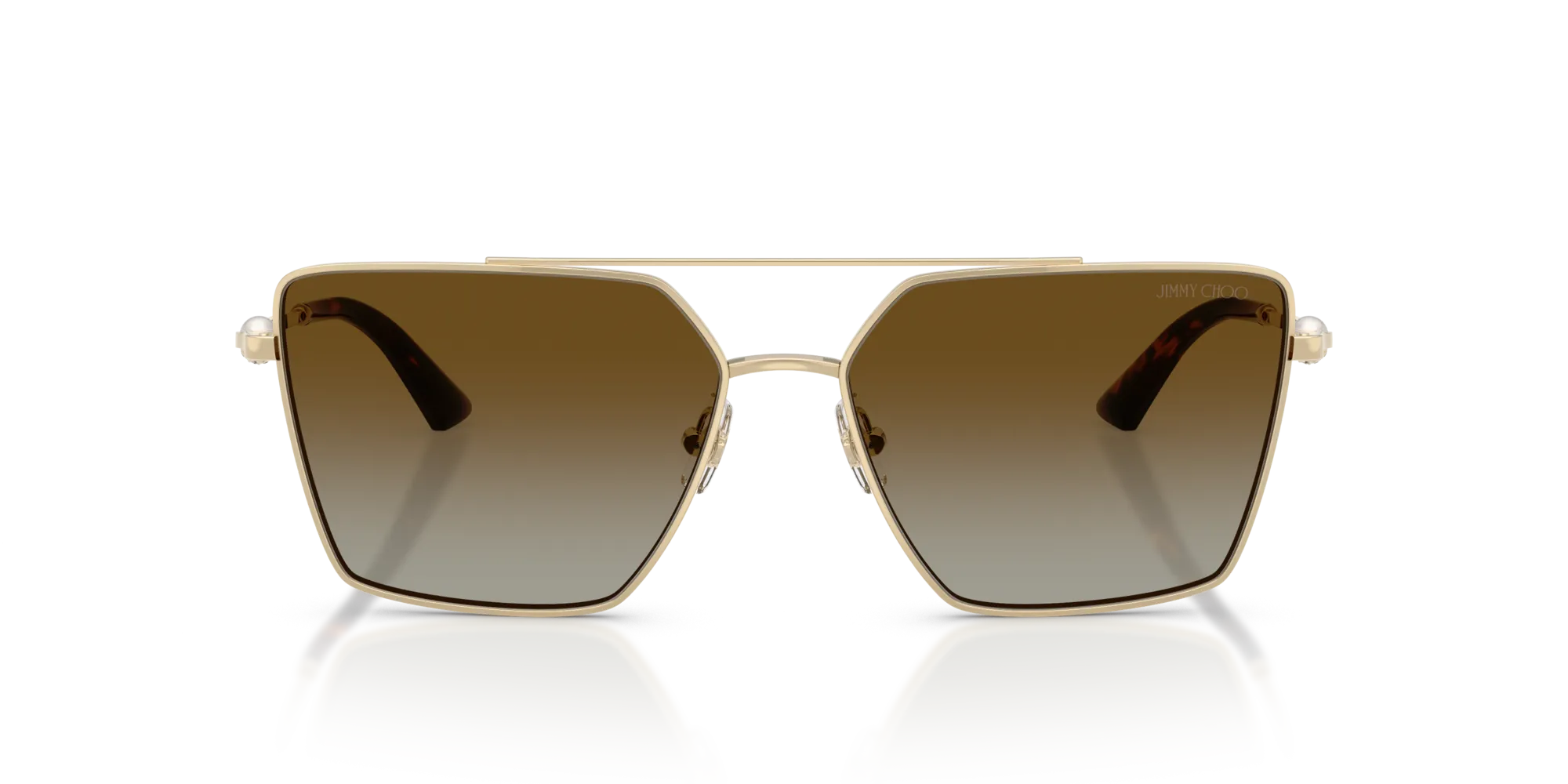 Jimmy Choo JC4016HB 3006T5 Occhiali da sole Metallo Oro Marrone Squadrata Polarizzata Sfumato - immagine 3