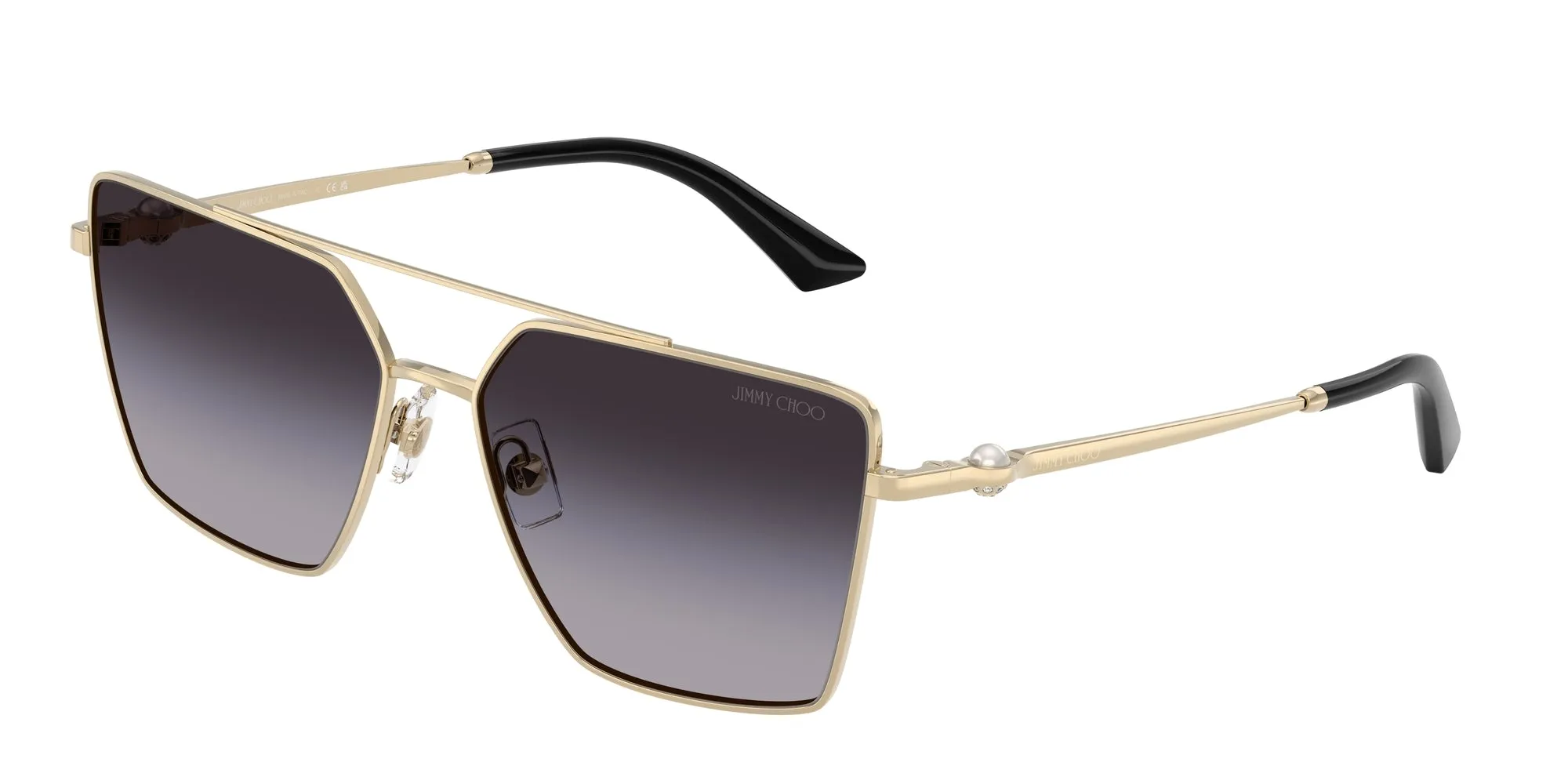 Jimmy Choo JC4016HB 30068G Occhiali da sole Metallo Oro Grigio Squadrata Normale Sfumato - immagine 1
