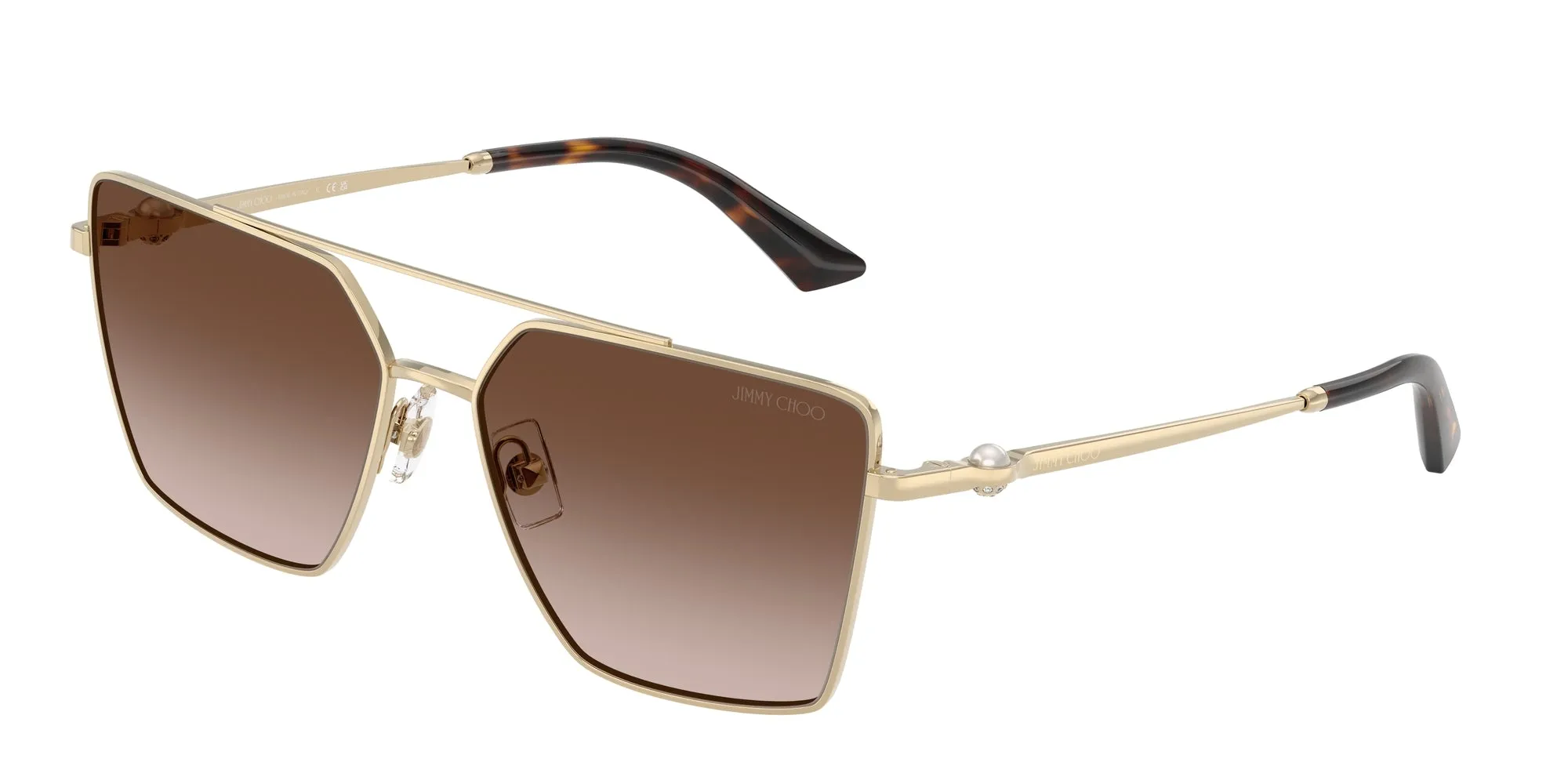 Jimmy Choo JC4016HB 300613 Occhiali da sole Metallo Oro Marrone Squadrata Normale Sfumato - immagine 1