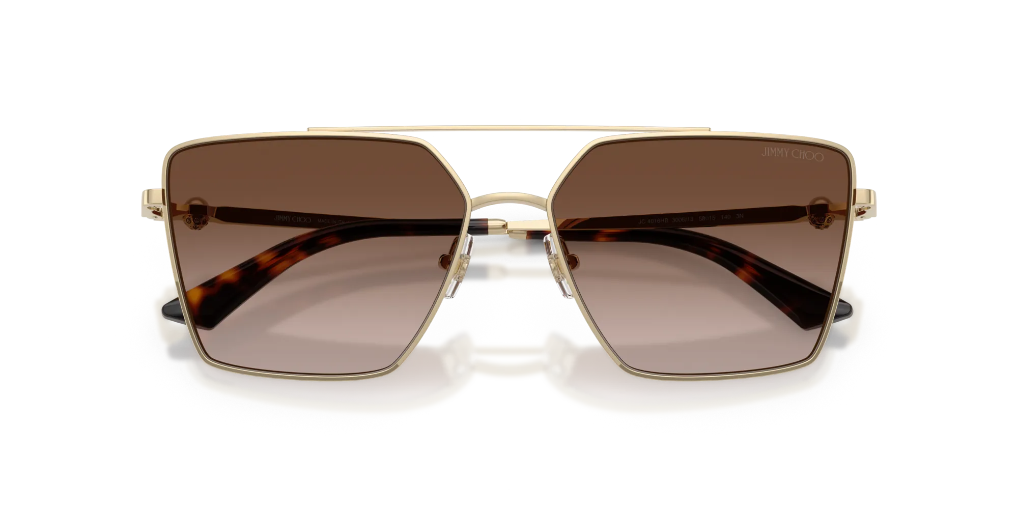Jimmy Choo JC4016HB 300613 Occhiali da sole Metallo Oro Marrone Squadrata Normale Sfumato - immagine 2