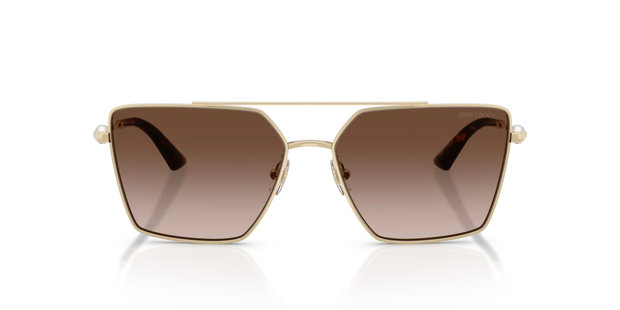 Jimmy Choo JC4016HB 300613 Occhiali da sole Metallo Oro Marrone Squadrata Normale Sfumato - immagine 3