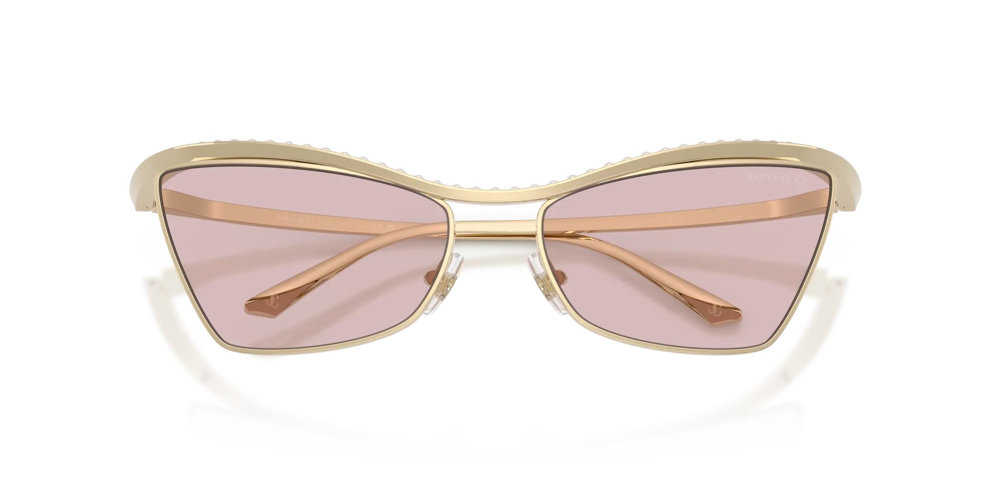 Jimmy Choo JC4014H 3006/5 Occhiali da sole Metallo Oro Rosa Cat Eye Normale - immagine 2