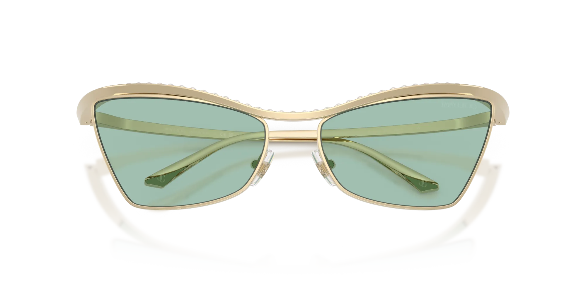 Jimmy Choo JC4014H 3006/2 Occhiali da sole Metallo Oro Verde Cat Eye Normale - immagine 2