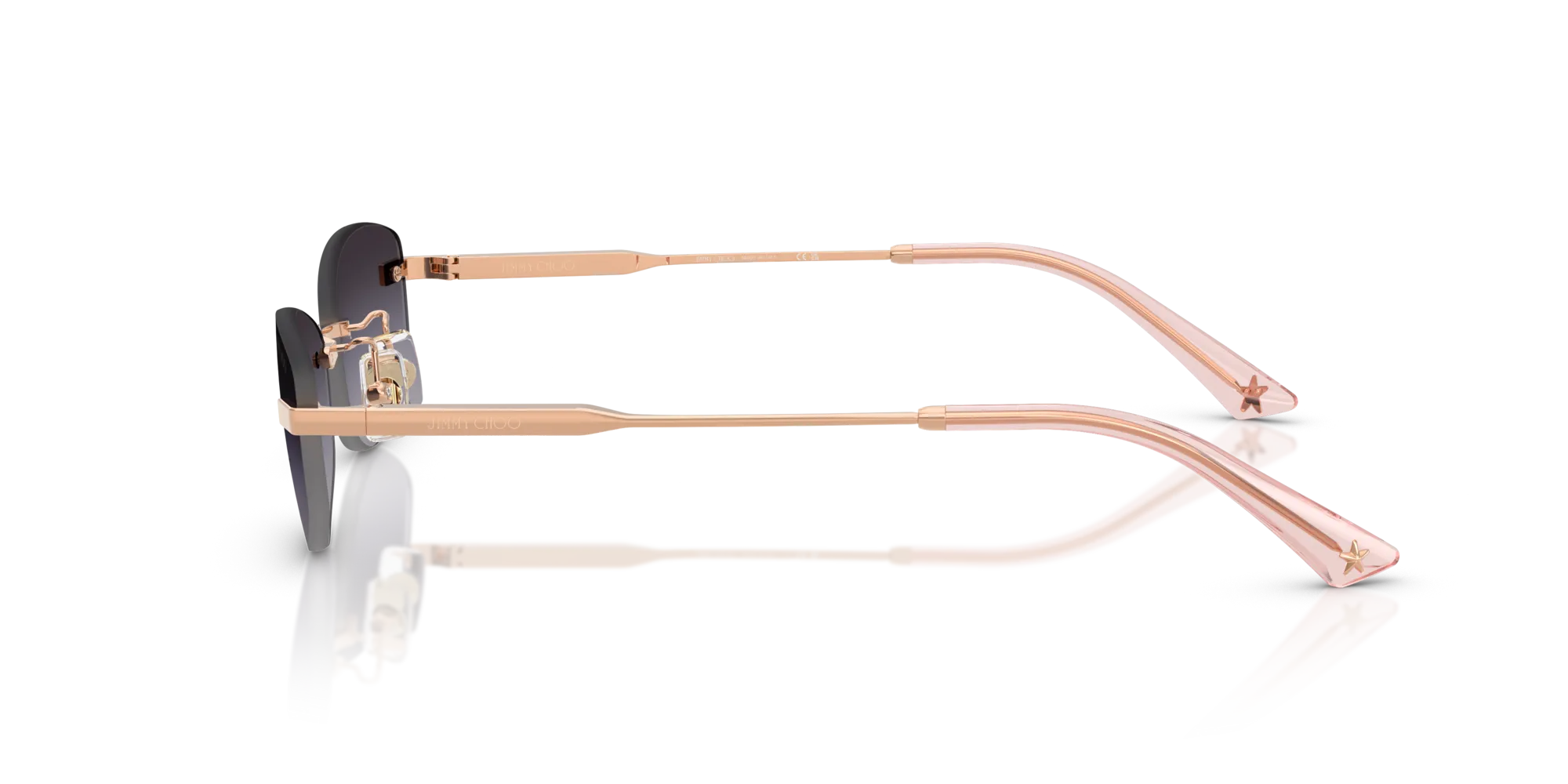 Jimmy Choo JC4013D 30088G Occhiali da sole Metallo Oro Grigio Rotonda Normale Sfumato - immagine 4