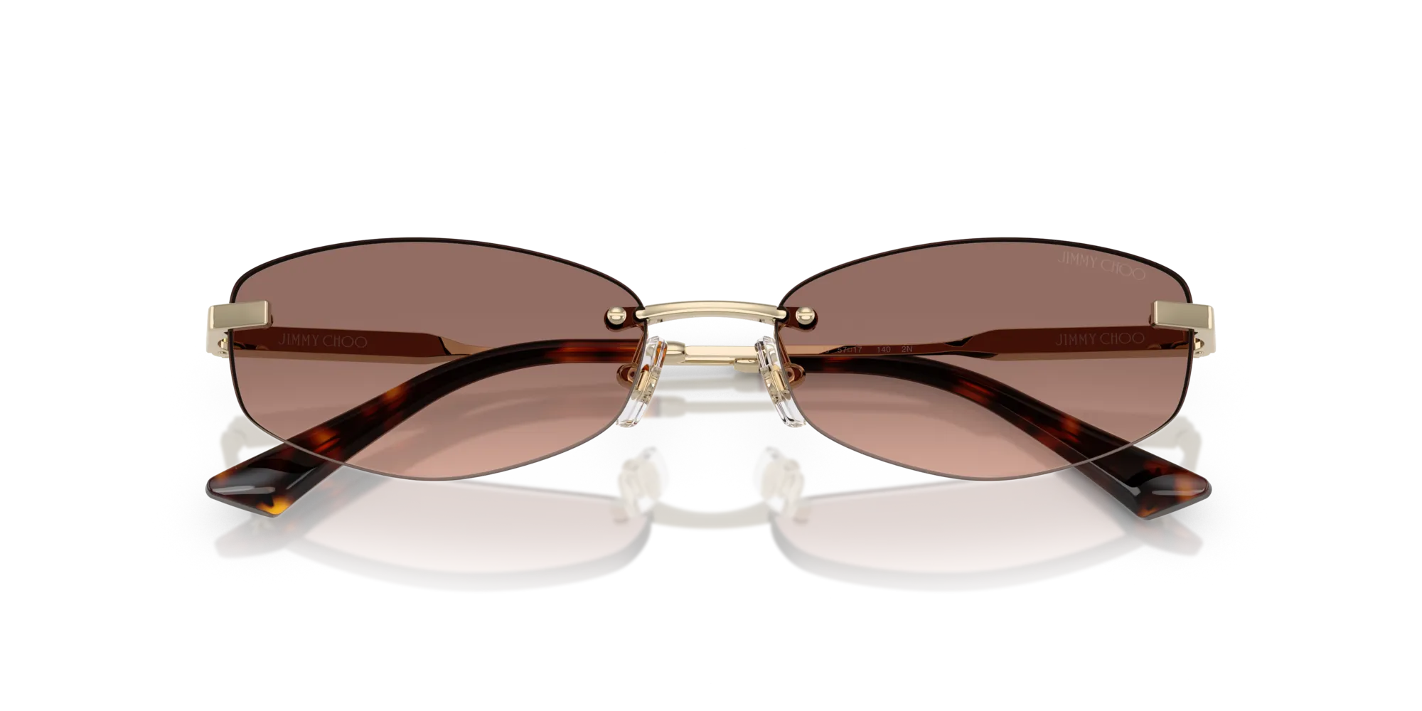 Jimmy Choo JC4013D 300613 Occhiali da sole Metallo Oro Rosa Rotonda Normale Sfumato - immagine 2