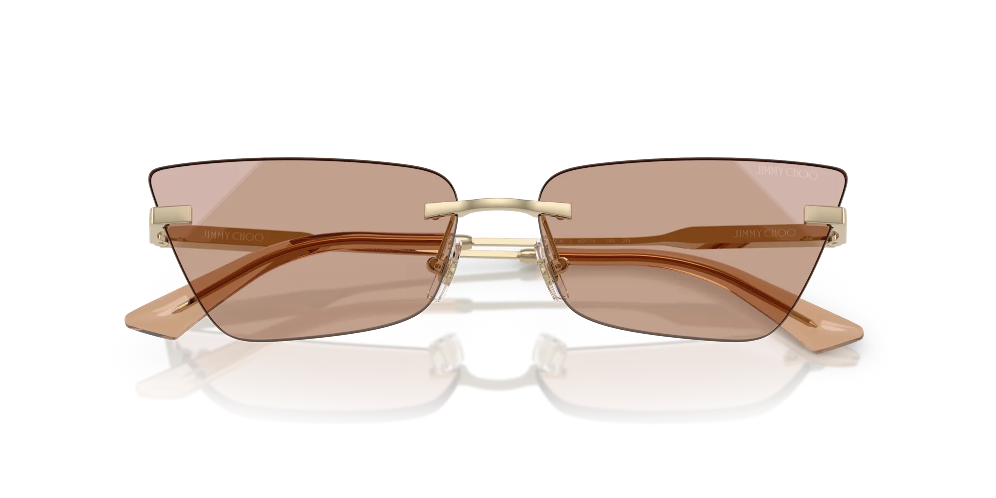 Jimmy Choo JC4012 300613 Occhiali da sole Metallo Oro Marrone Cat Eye Normale Sfumato - immagine 2