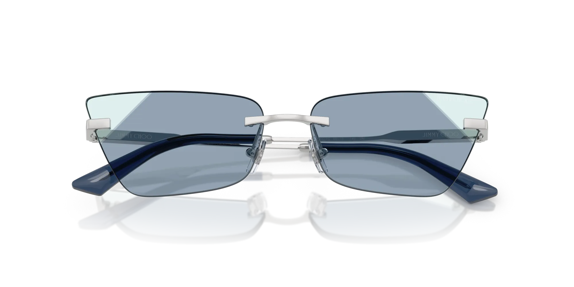 Jimmy Choo JC4012 30024S Occhiali da sole Metallo Argento Blu Cat Eye Normale Sfumato - immagine 2