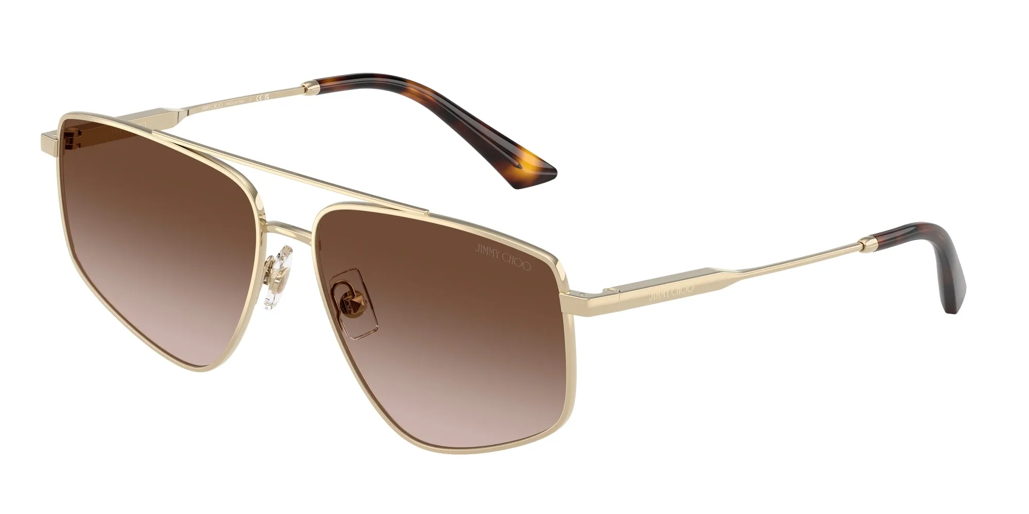 Jimmy Choo JC4011 300613 Occhiali da sole Acciaio Oro Marrone Pilot Normale Sfumato - immagine 1