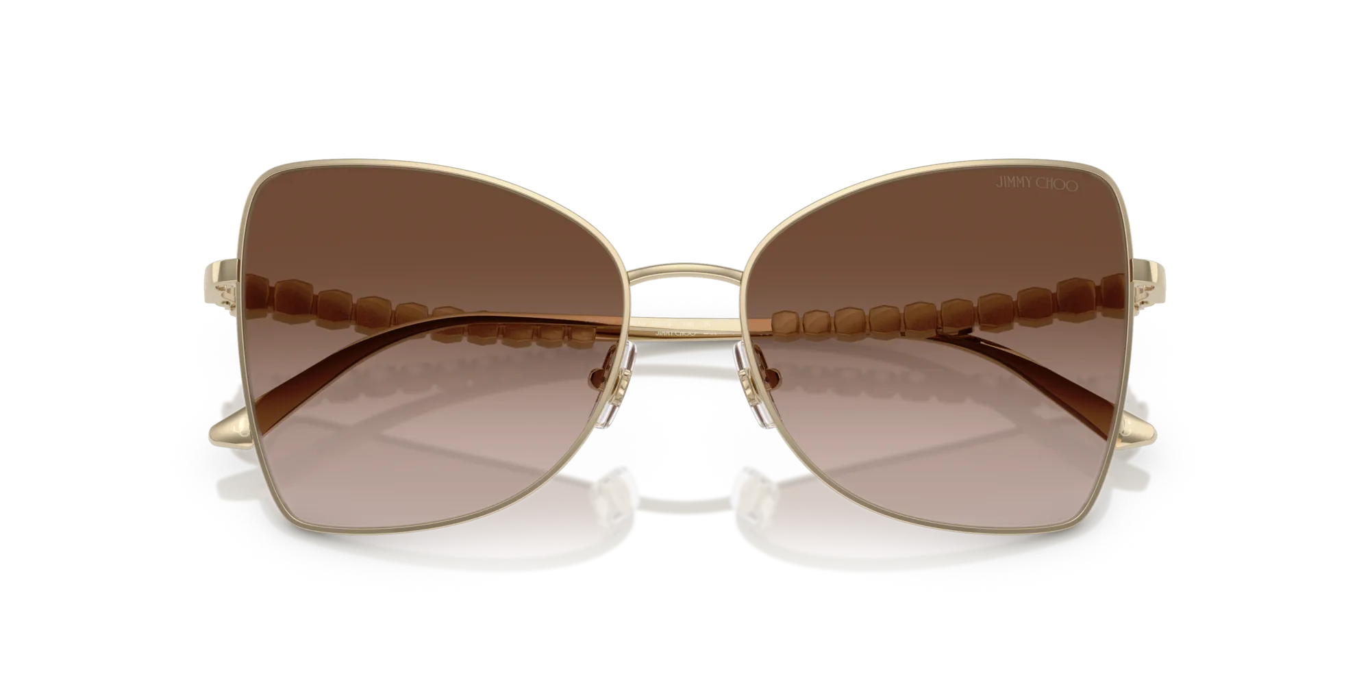 Jimmy Choo JC4010B 300613 Occhiali da sole Acciaio Oro Marrone Farfalla Normale Sfumato - immagine 2